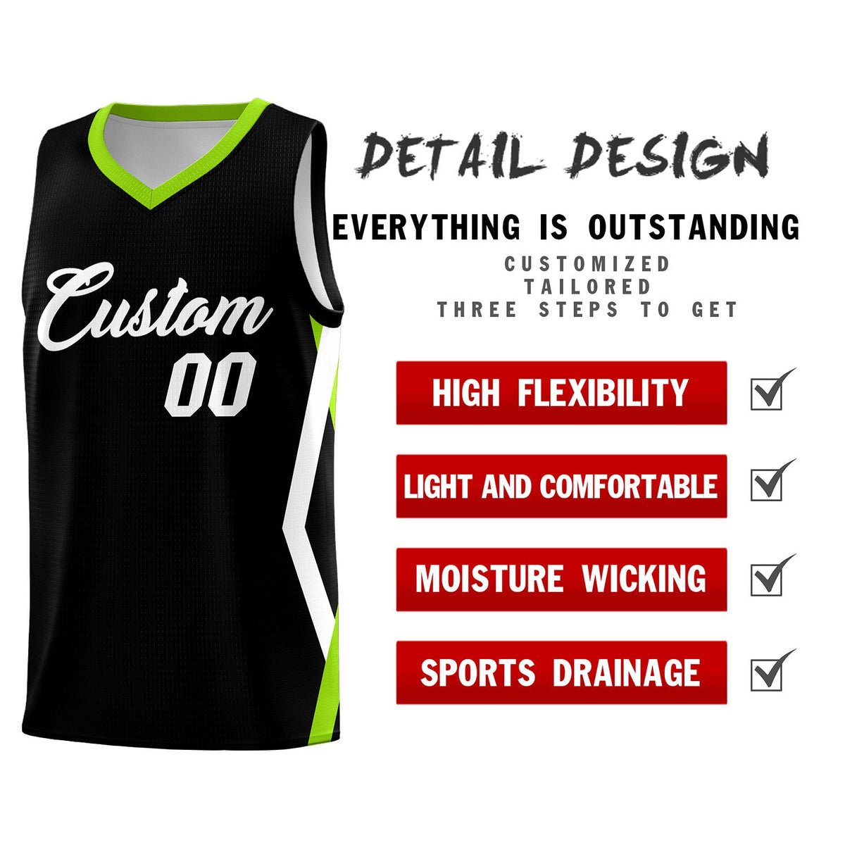 Custom Black Side Rhombus Graffiti Pattern Kits Basketball Jersey|KXKSHOP
