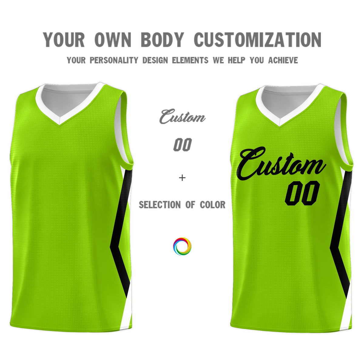 Custom Neon Green Side Rhombus Graffiti Pattern Kits Basketball Jersey|KXKSHOP