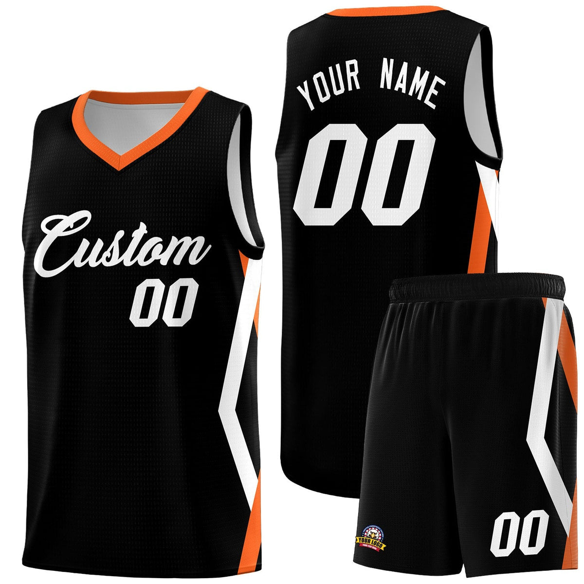 Custom Black Side Rhombus Graffiti Pattern Kits Basketball Jersey|KXKSHOP