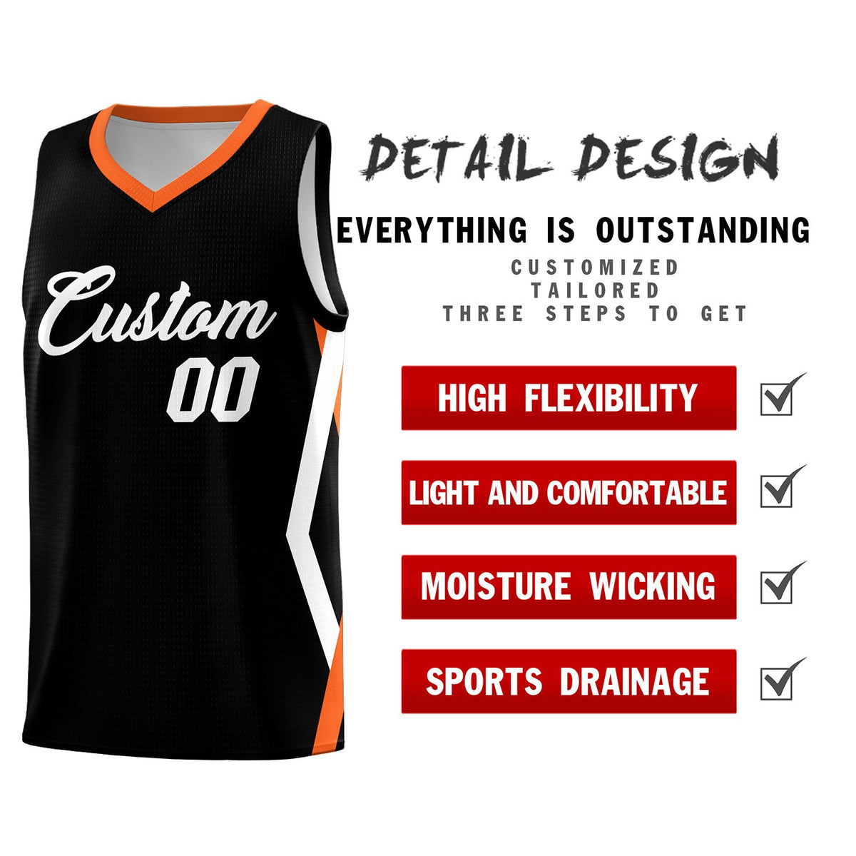 Custom Black Side Rhombus Graffiti Pattern Kits Basketball Jersey|KXKSHOP