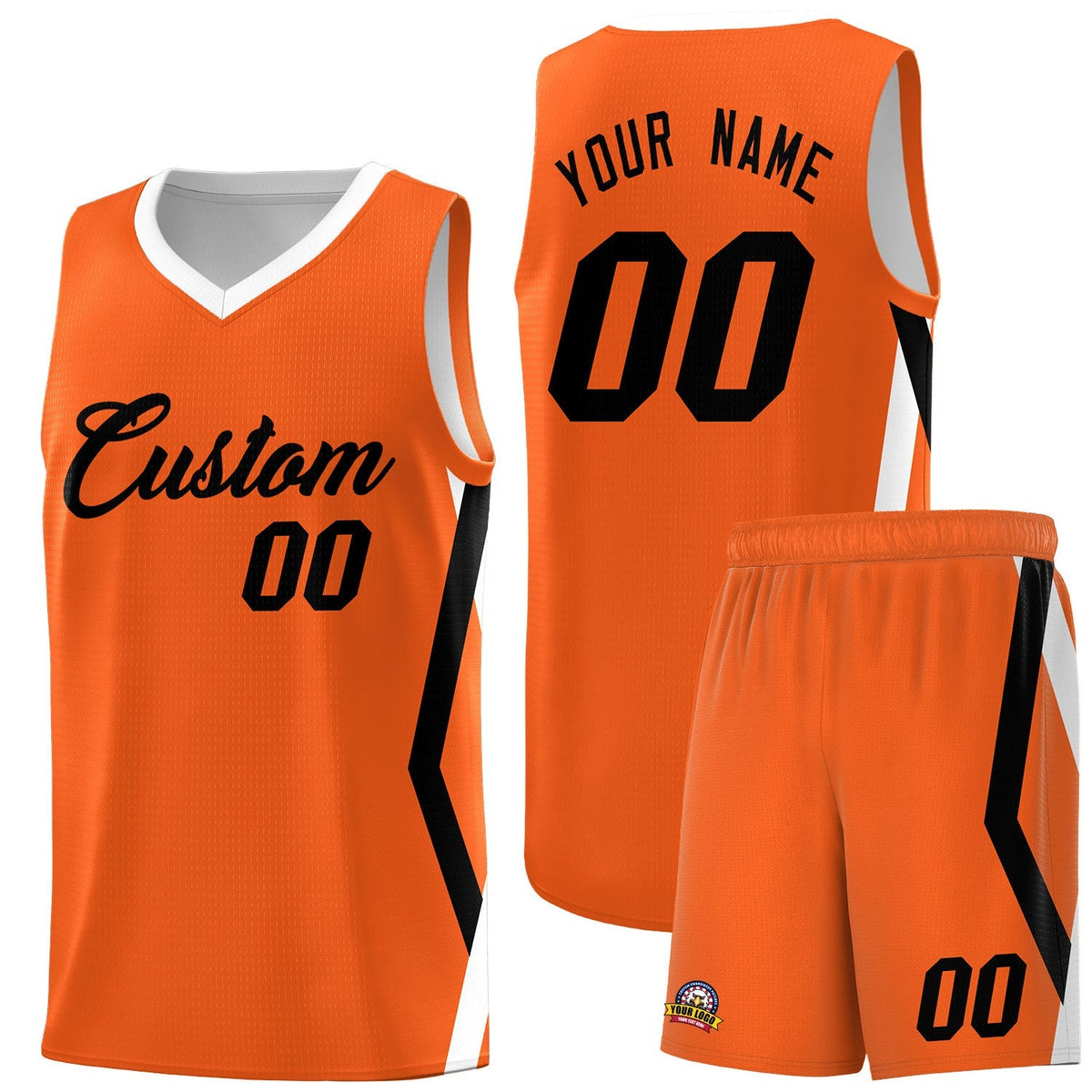 Custom Orange Side Rhombus Graffiti Pattern Kits Basketball Jersey|KXKSHOP