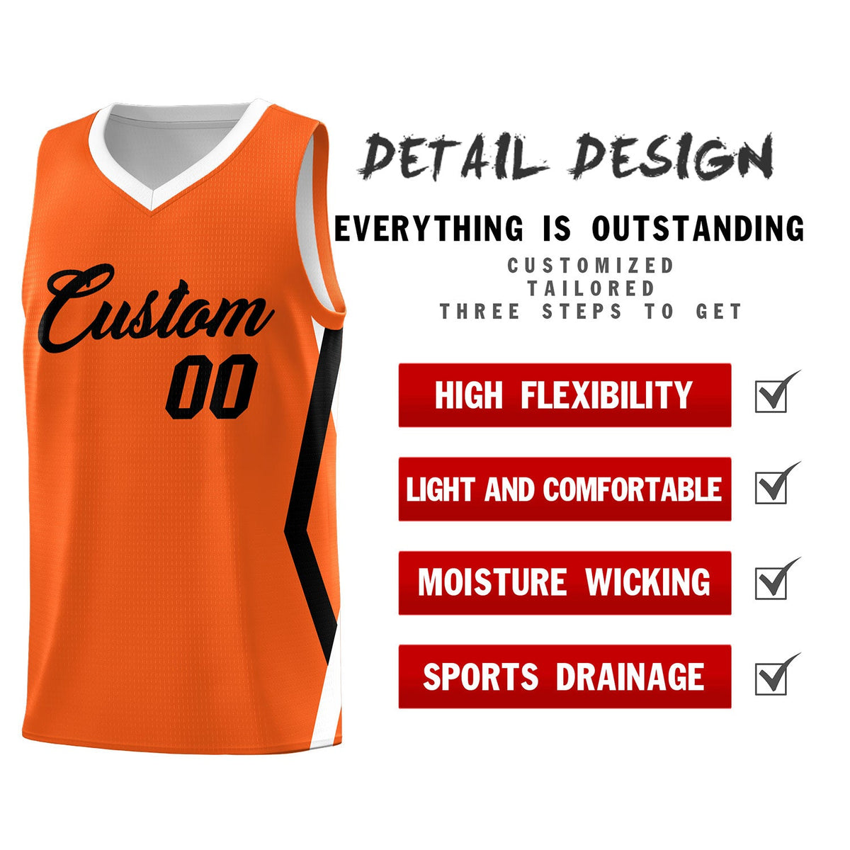 Custom Orange Side Rhombus Graffiti Pattern Kits Basketball Jersey|KXKSHOP
