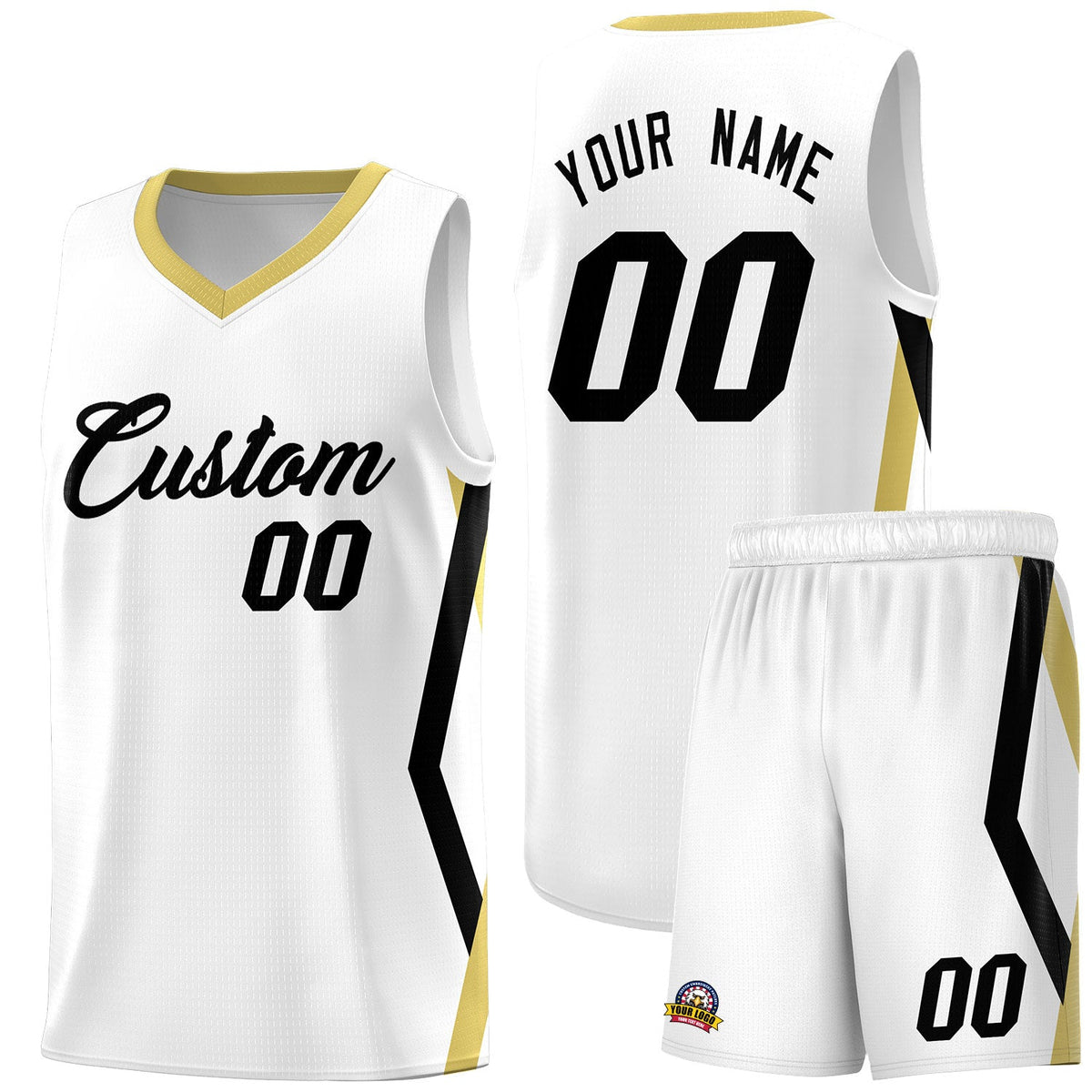 Custom White Side Rhombus Graffiti Pattern Kits Basketball Jersey|KXKSHOP