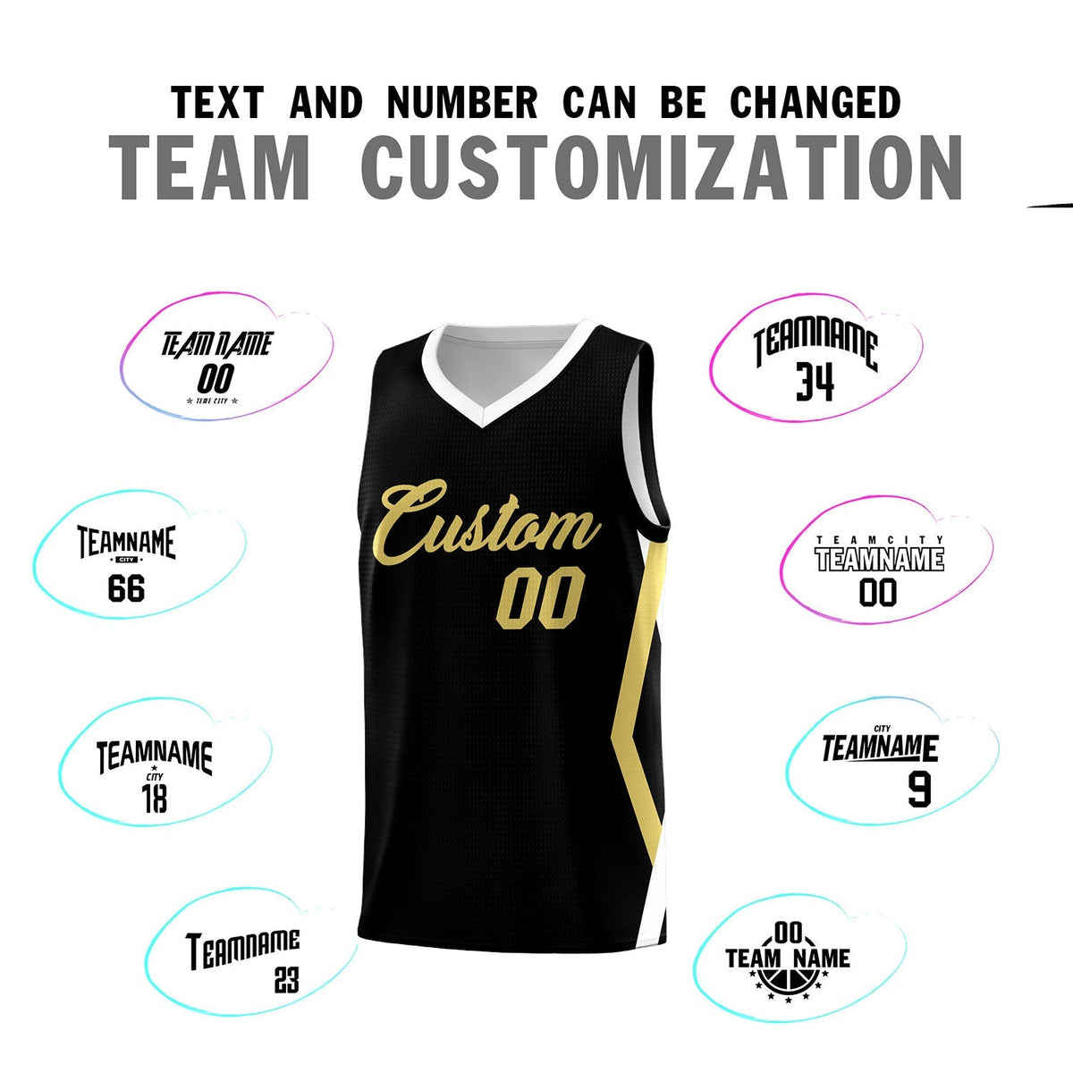 Custom Black Side Rhombus Graffiti Pattern Kits Basketball Jersey|KXKSHOP