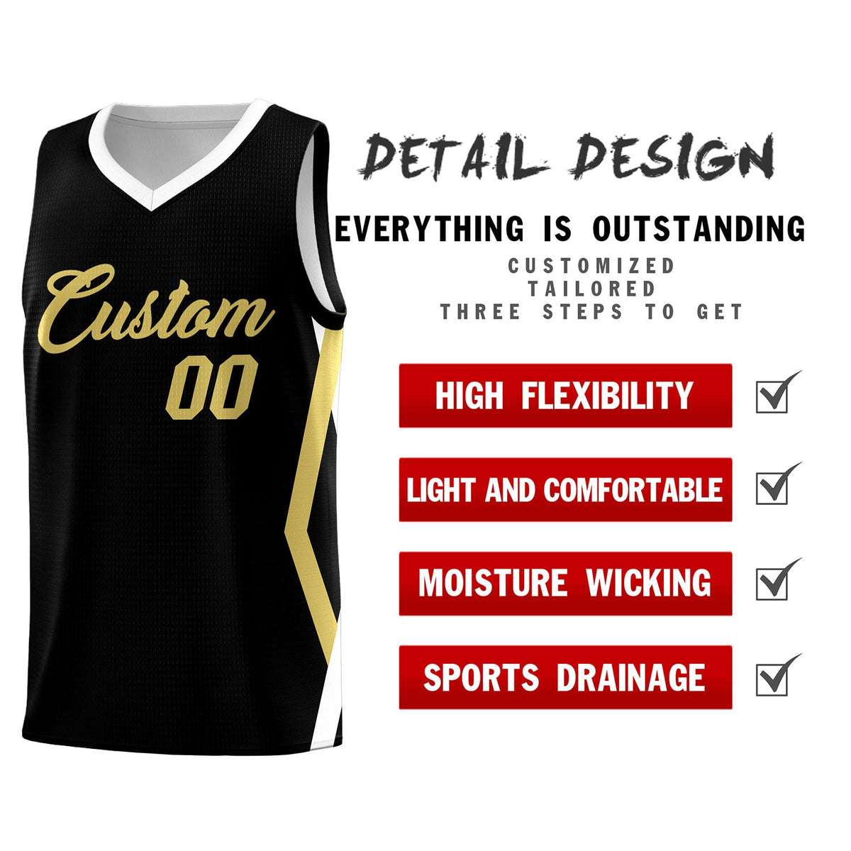 Custom Black Side Rhombus Graffiti Pattern Kits Basketball Jersey|KXKSHOP