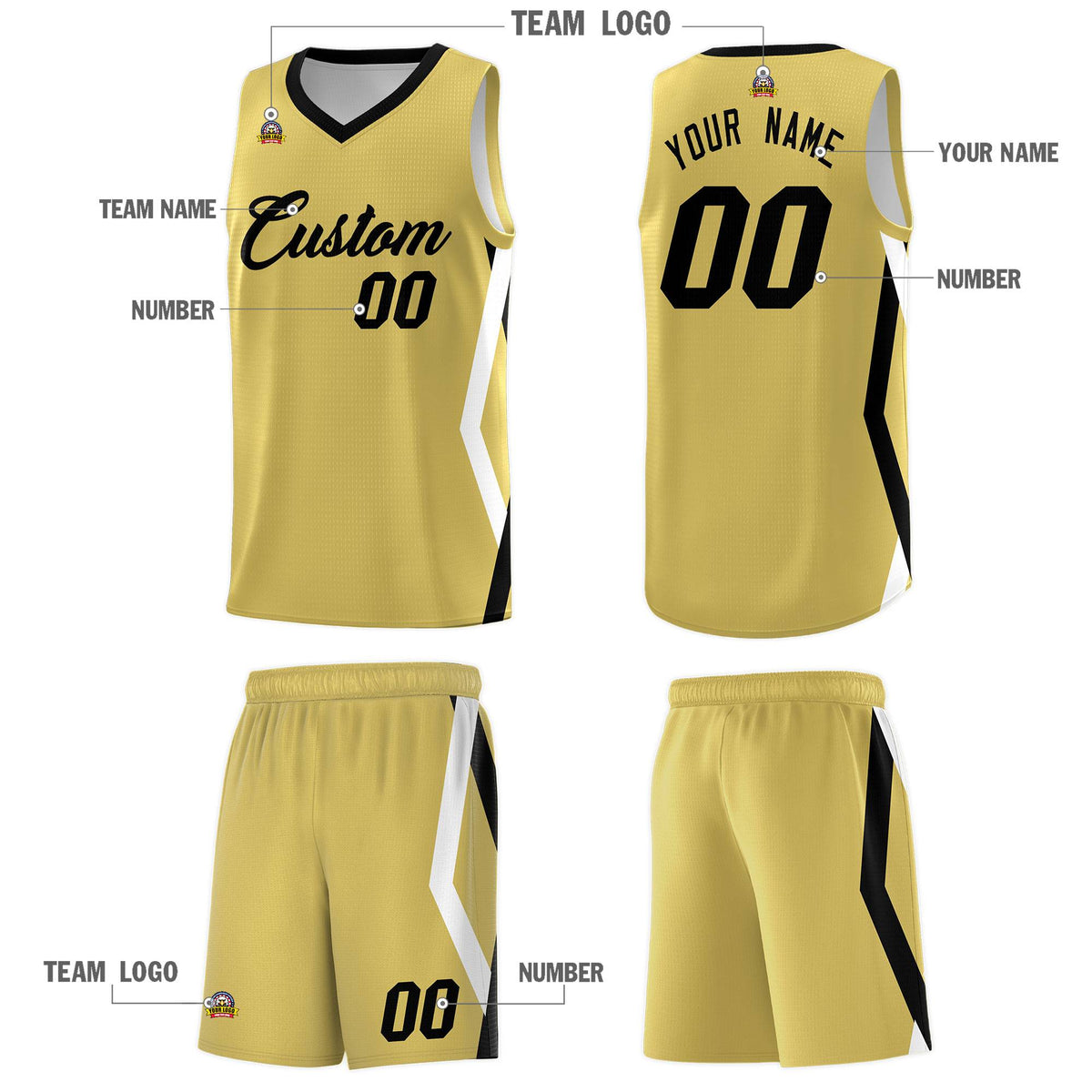 Custom Old Gold Side Rhombus Graffiti Pattern Kits Basketball Jersey|KXKSHOP