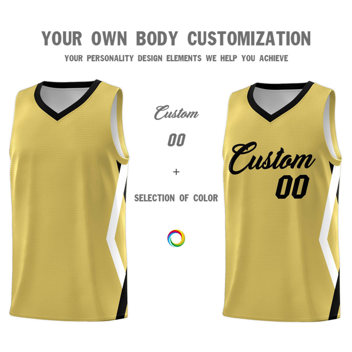 Custom Old Gold Side Rhombus Graffiti Pattern Kits Basketball Jersey|KXKSHOP