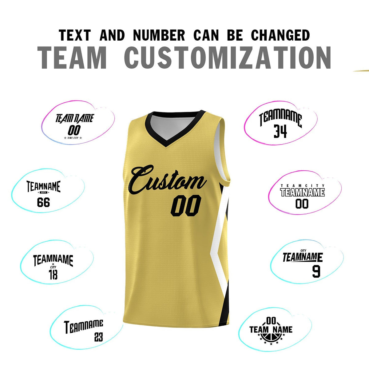 Custom Old Gold Side Rhombus Graffiti Pattern Kits Basketball Jersey|KXKSHOP