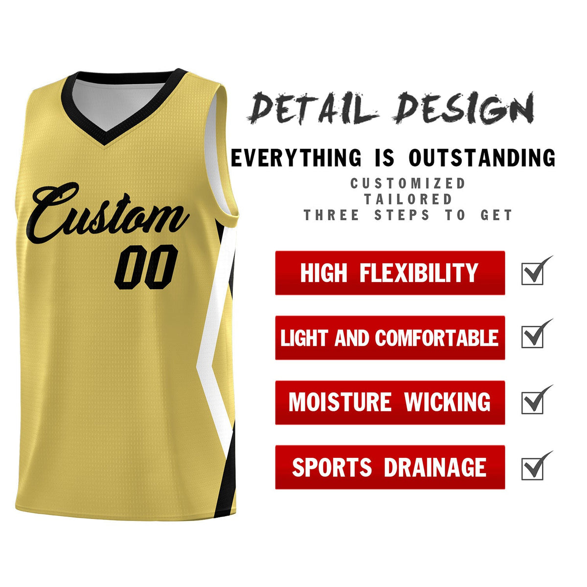 Custom Old Gold Side Rhombus Graffiti Pattern Kits Basketball Jersey|KXKSHOP