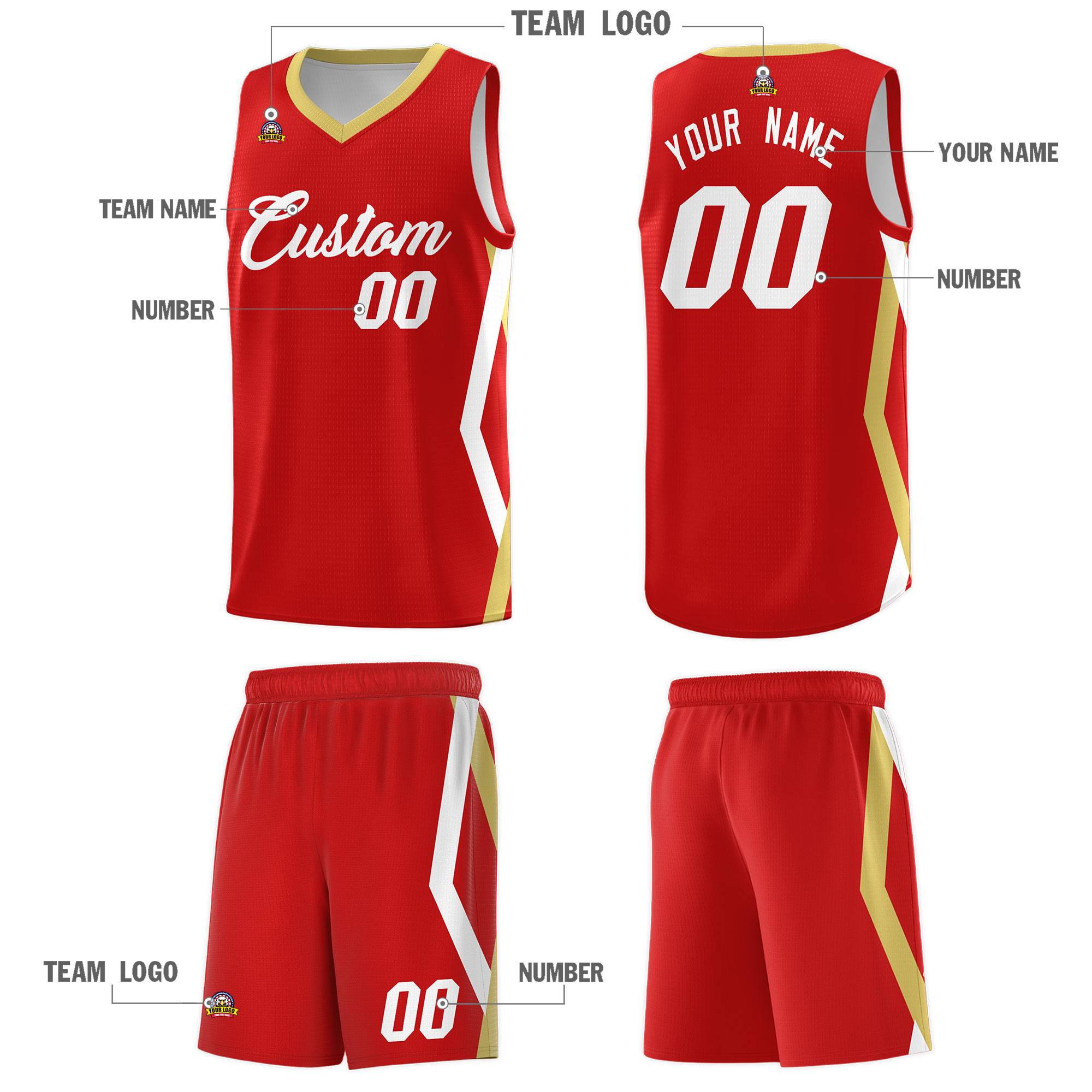 Custom Red Side Rhombus Graffiti Pattern Kits Basketball Jersey|KXKSHOP