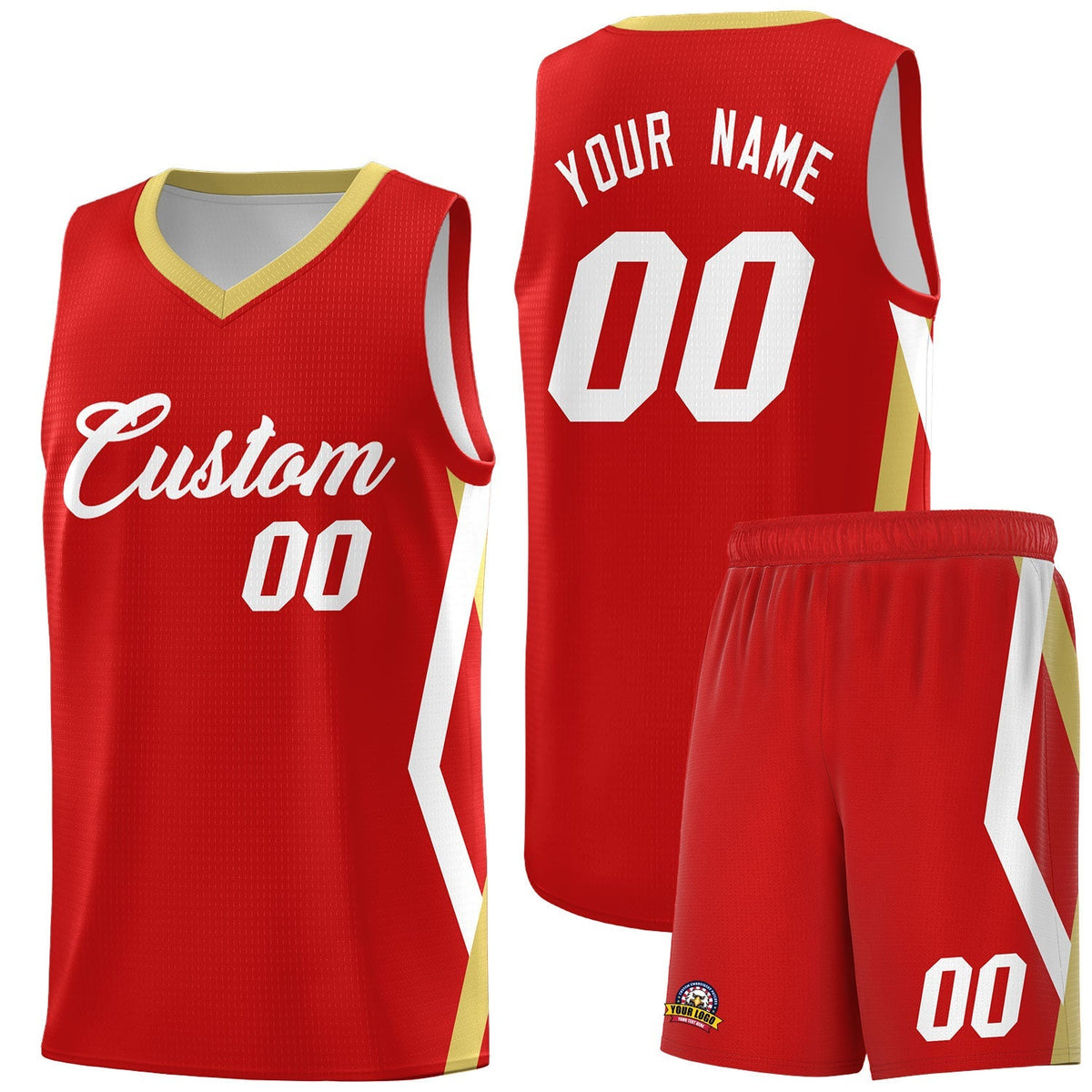 Custom Red Side Rhombus Graffiti Pattern Kits Basketball Jersey|KXKSHOP