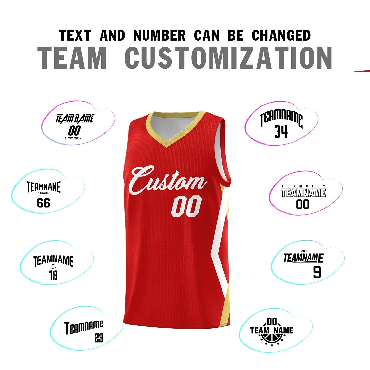 Custom Red Side Rhombus Graffiti Pattern Kits Basketball Jersey|KXKSHOP