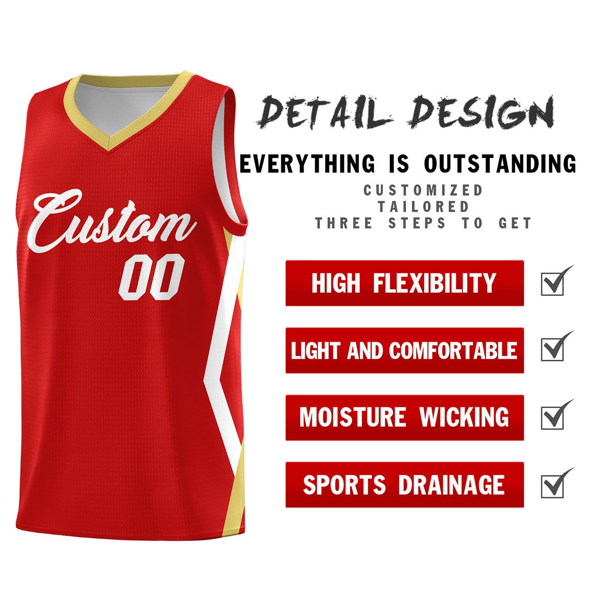 Custom Red Side Rhombus Graffiti Pattern Kits Basketball Jersey|KXKSHOP