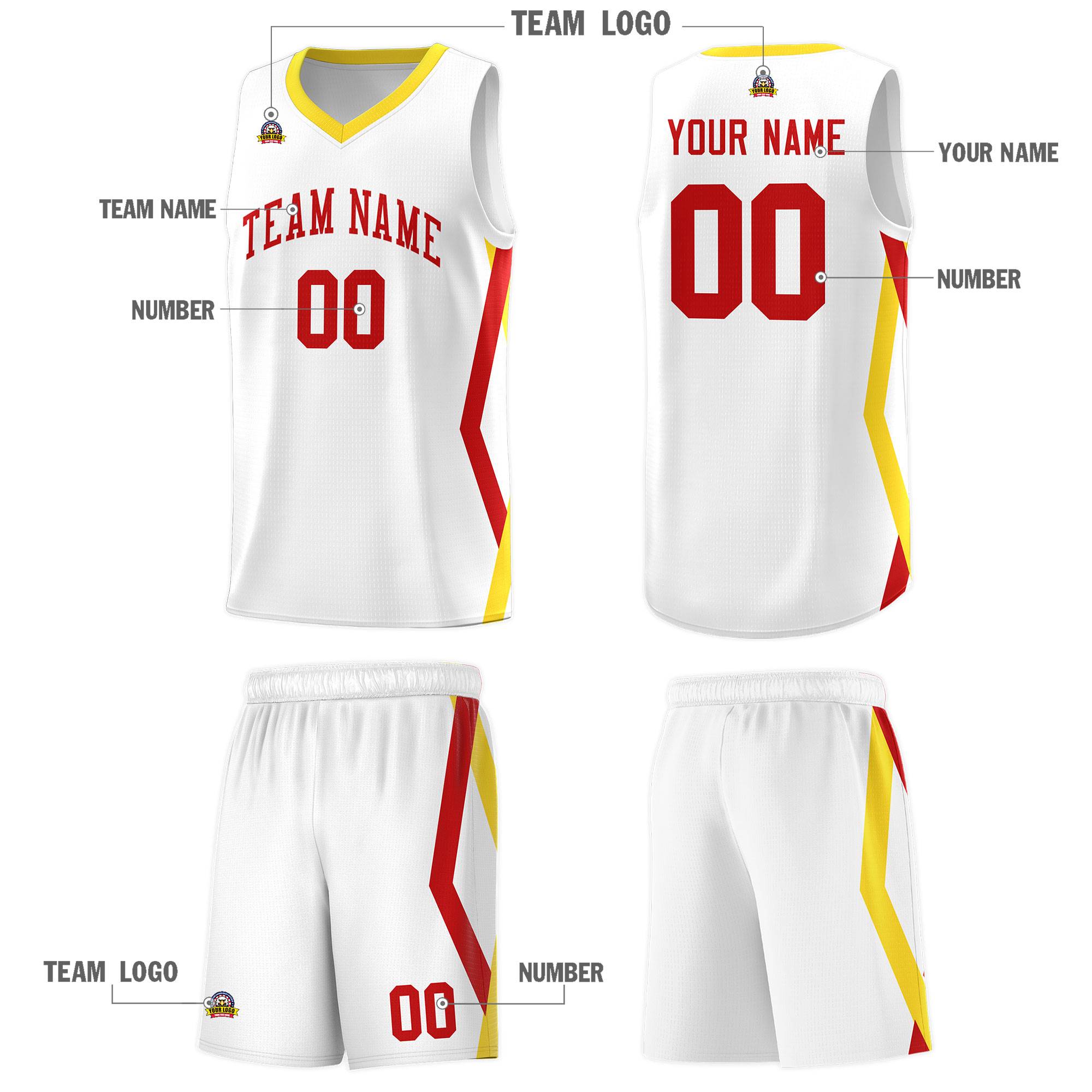 Custom White Side Rhombus Graffiti Pattern Kits Basketball Jersey|KXKSHOP