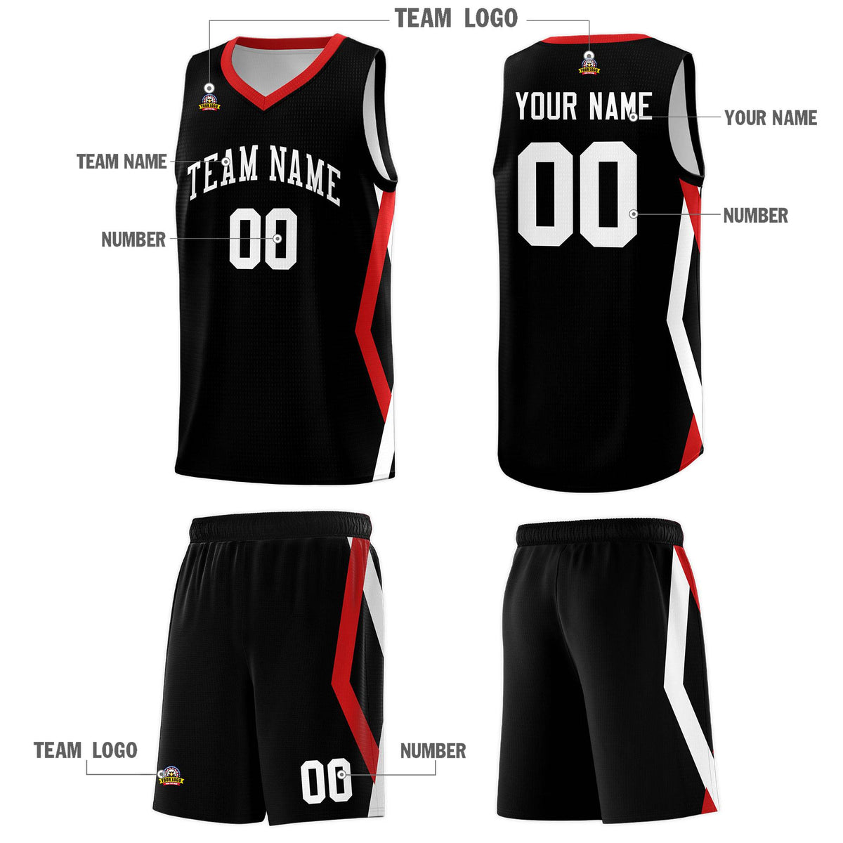 Custom Black Side Rhombus Graffiti Pattern Kits Basketball Jersey|KXKSHOP