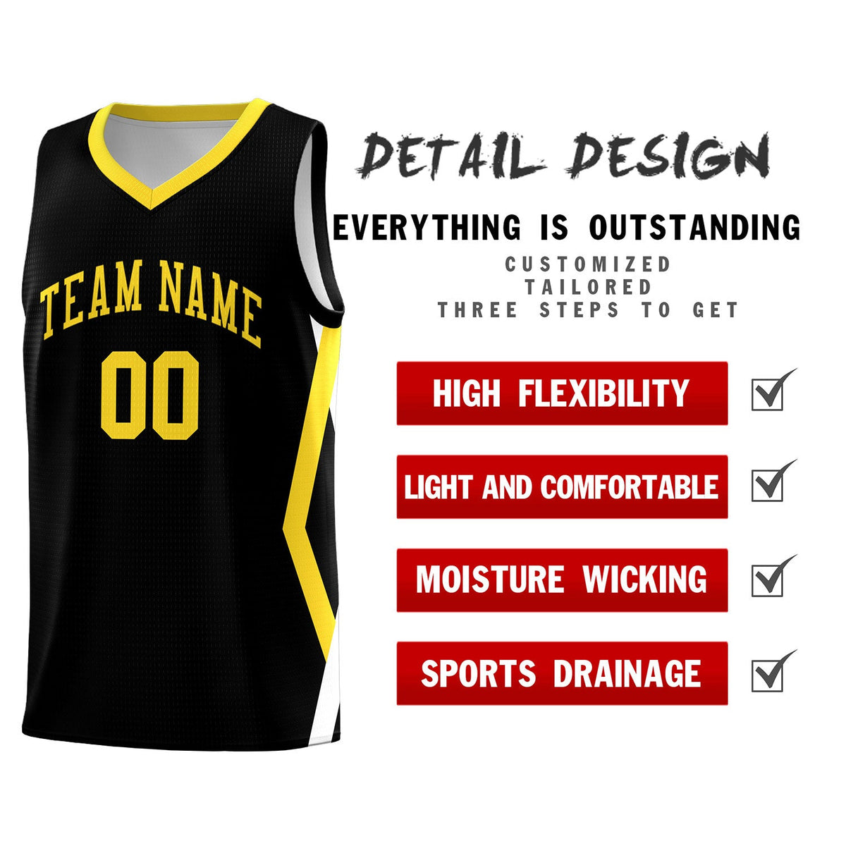 Custom Black Side Rhombus Graffiti Pattern Kits Basketball Jersey|KXKSHOP