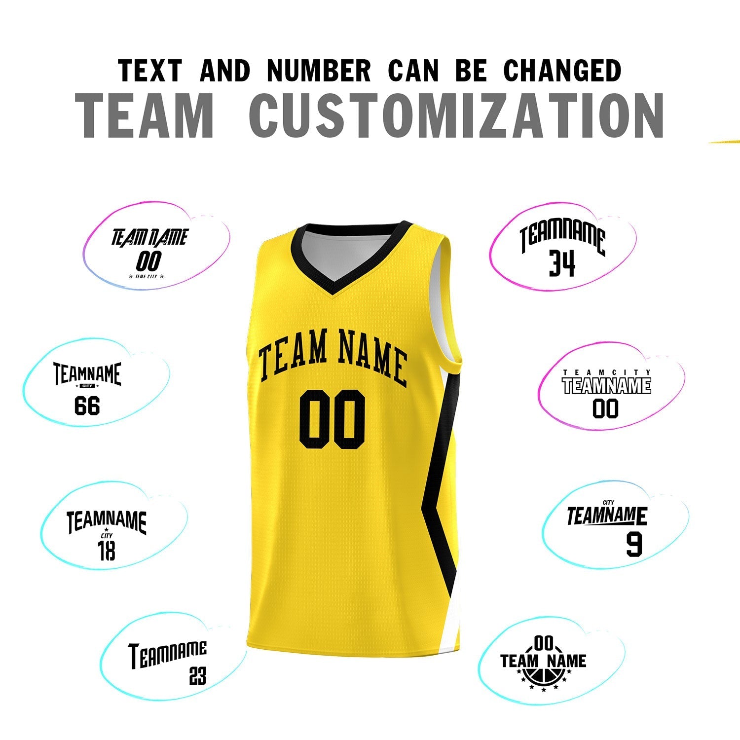 Custom Gold Side Rhombus Graffiti Pattern Kits Basketball Jersey|KXKSHOP