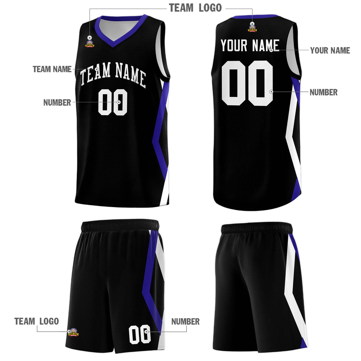 Custom Black Side Rhombus Graffiti Pattern Kits Basketball Jersey|KXKSHOP