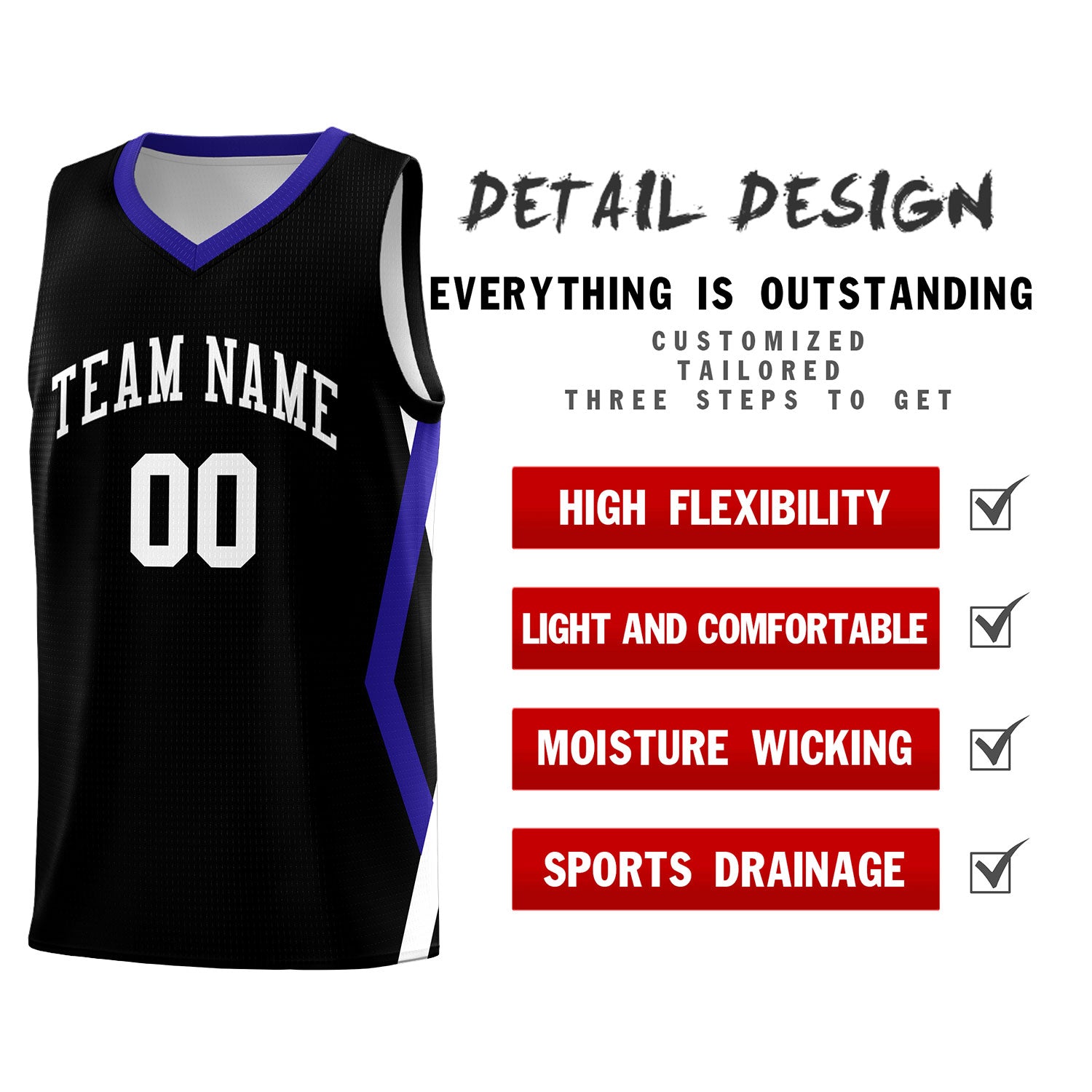 Custom Black Side Rhombus Graffiti Pattern Kits Basketball Jersey|KXKSHOP