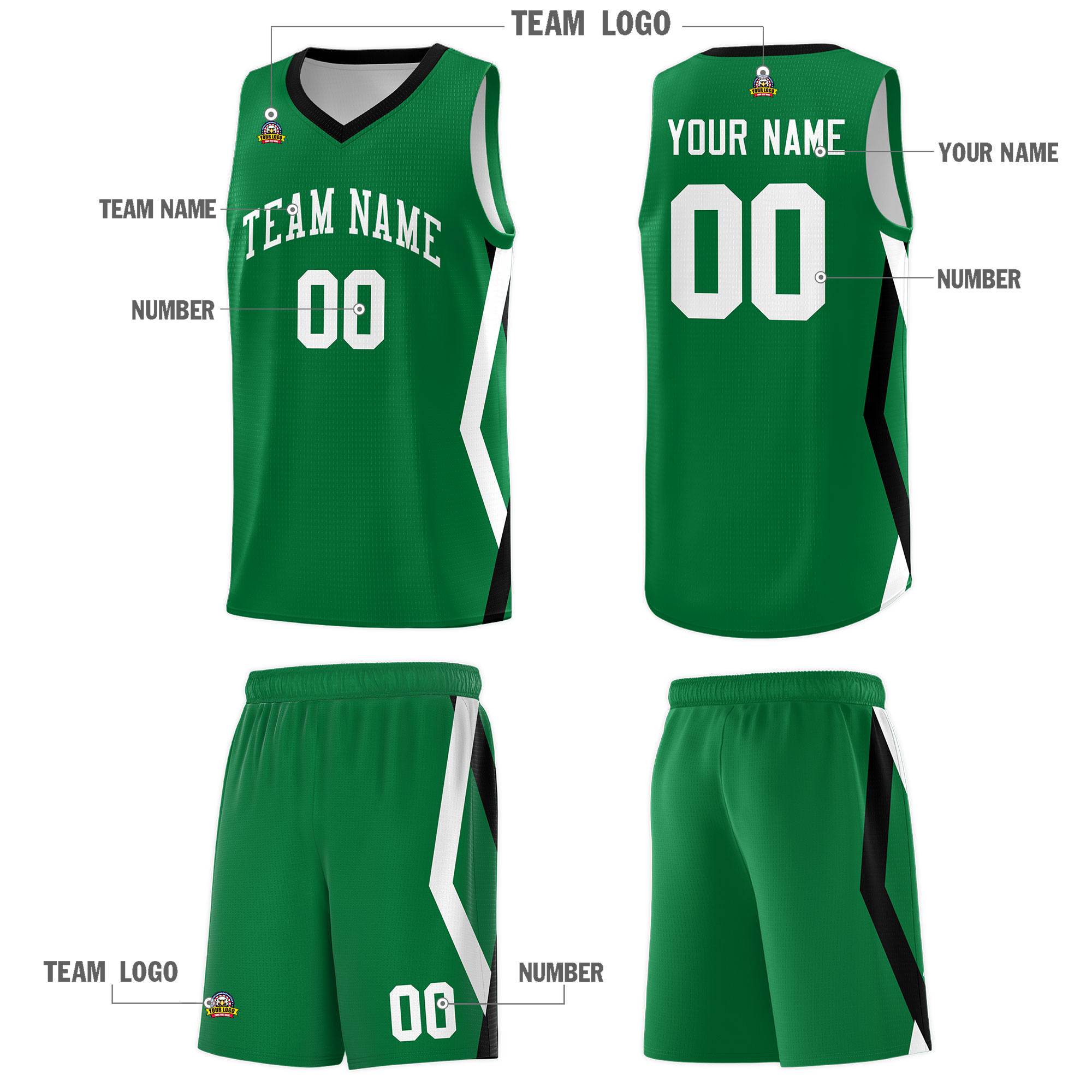 Custom Kelly Green Side Rhombus Graffiti Pattern Kits Basketball Jersey|KXKSHOP