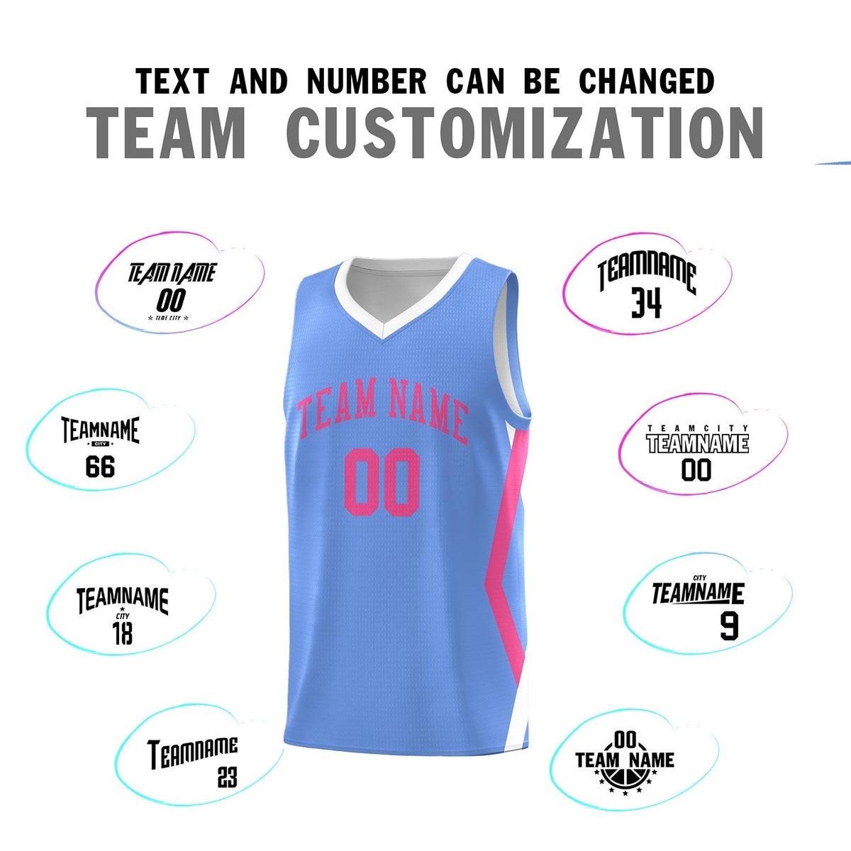 Custom Light Blue Side Rhombus Graffiti Pattern Kits Basketball Jersey|KXKSHOP