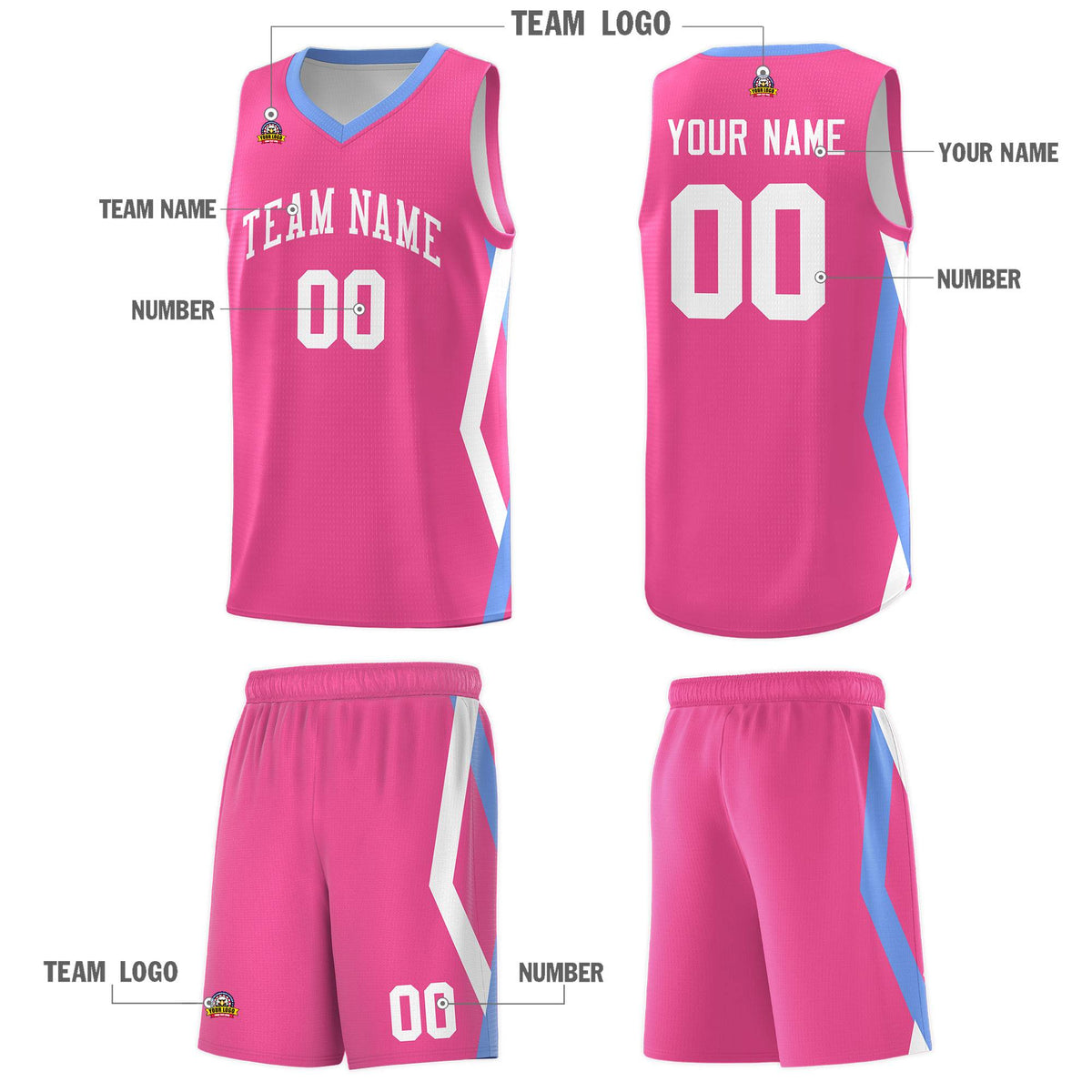 Custom Pink Side Rhombus Graffiti Pattern Kits Basketball Jersey|KXKSHOP