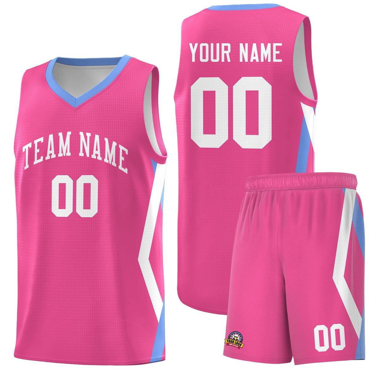 Custom Pink Side Rhombus Graffiti Pattern Kits Basketball Jersey|KXKSHOP