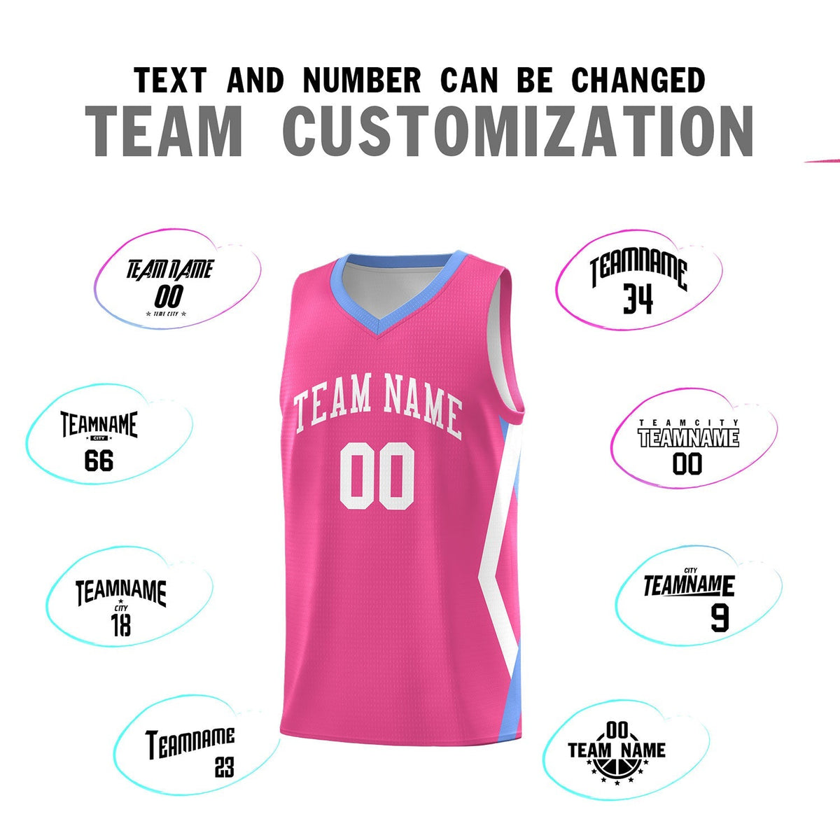 Custom Pink Side Rhombus Graffiti Pattern Kits Basketball Jersey|KXKSHOP