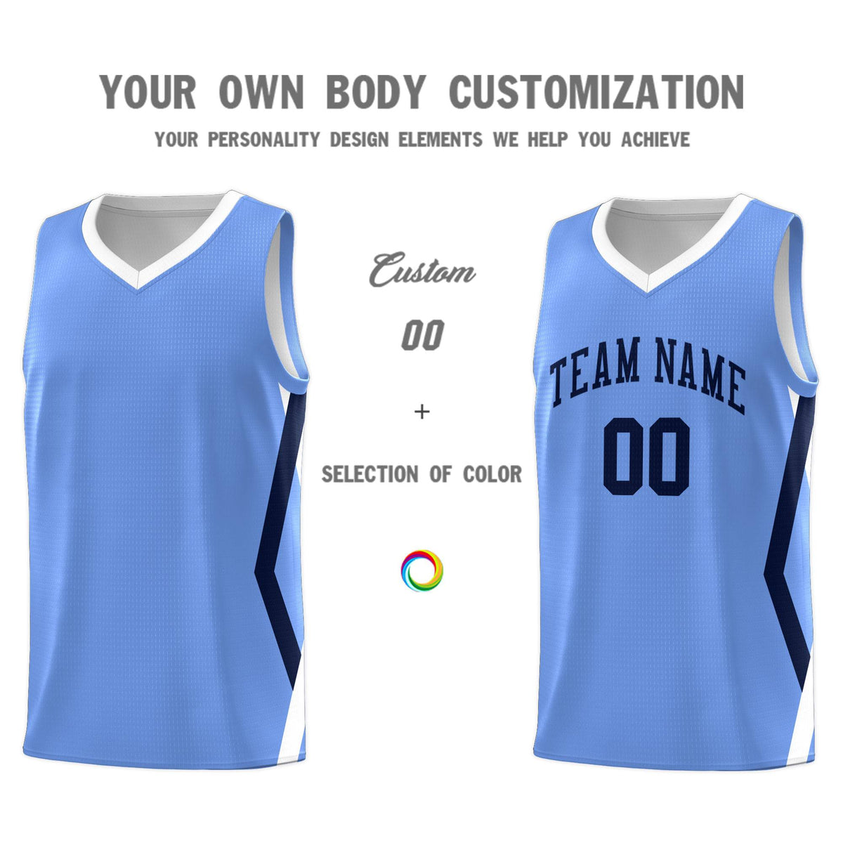 Custom Light Blue Side Rhombus Graffiti Pattern Kits Basketball Jersey|KXKSHOP