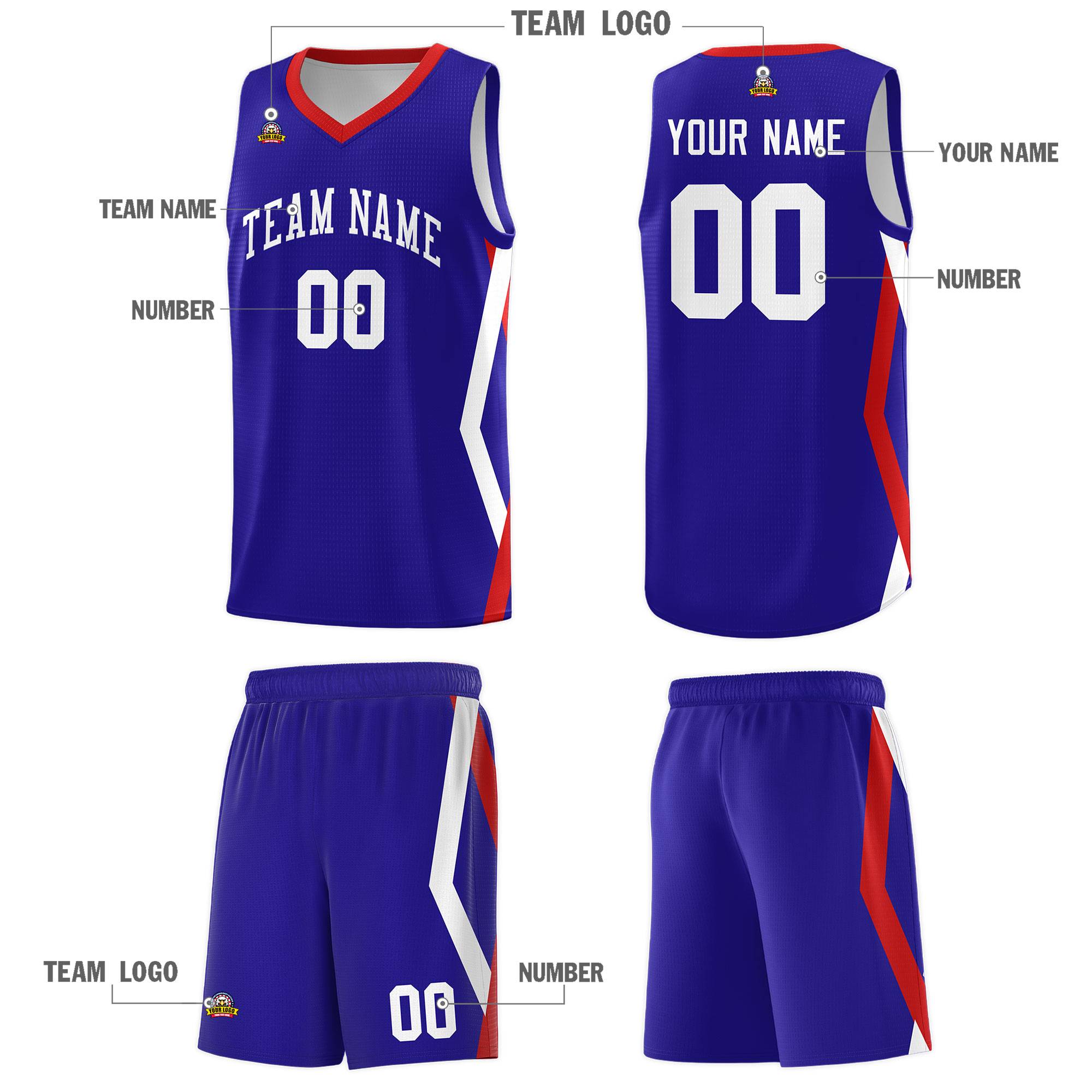 Custom Royal Side Rhombus Graffiti Pattern Kits Basketball Jersey|KXKSHOP
