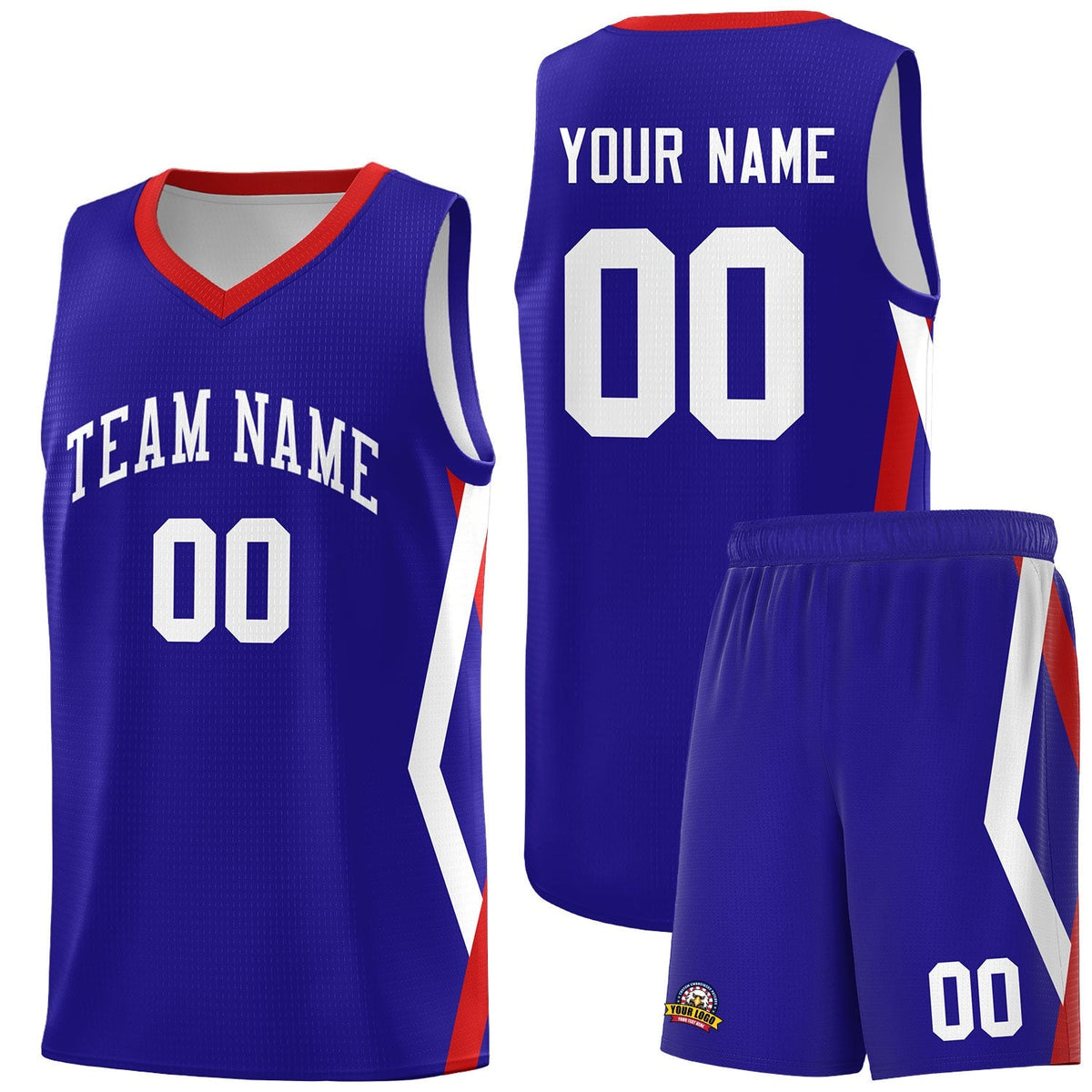Custom Royal Side Rhombus Graffiti Pattern Kits Basketball Jersey|KXKSHOP