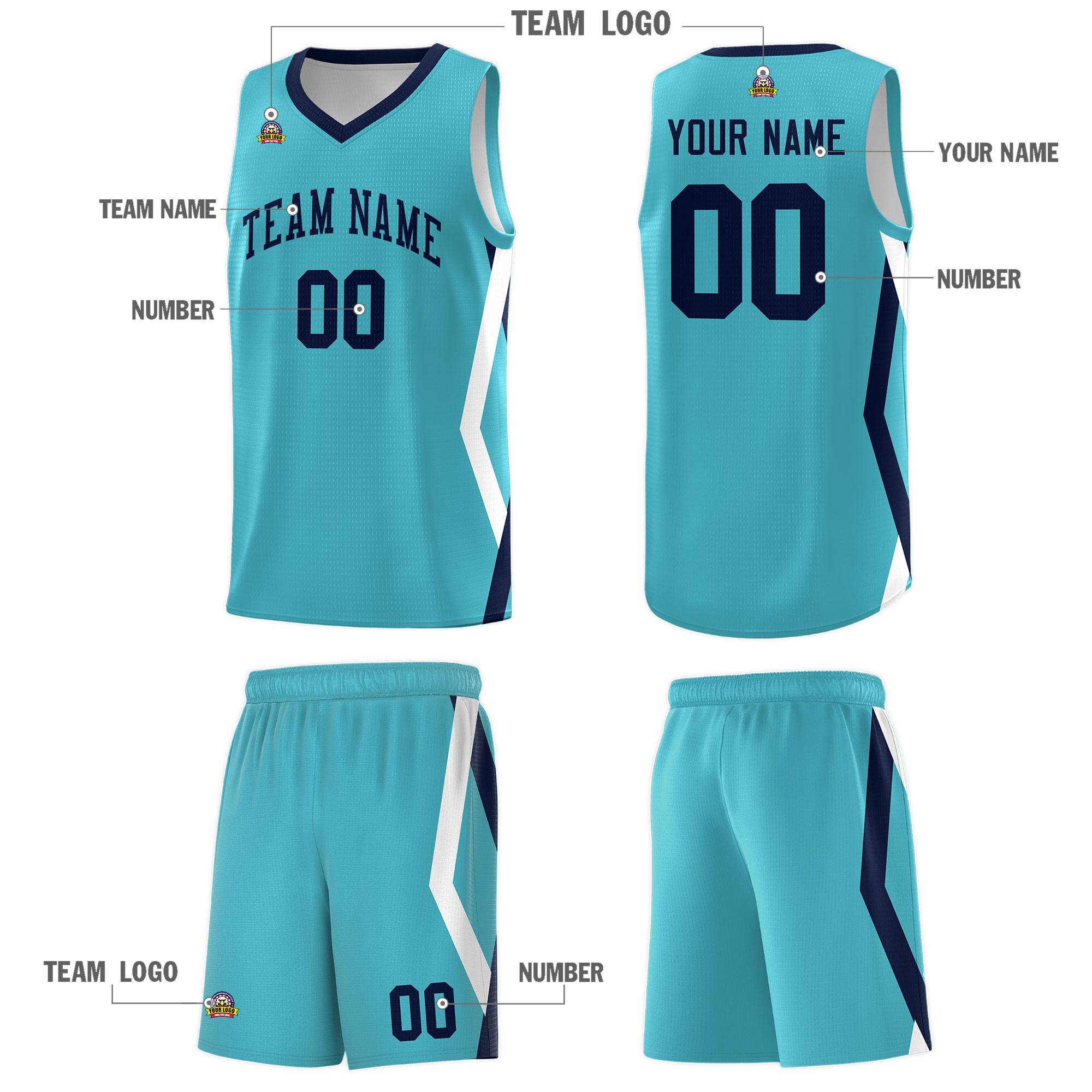 Custom Sky Blue Side Rhombus Graffiti Pattern Kits Basketball Jersey|KXKSHOP