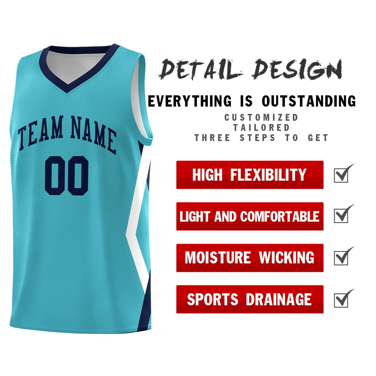 Custom Sky Blue Side Rhombus Graffiti Pattern Kits Basketball Jersey|KXKSHOP