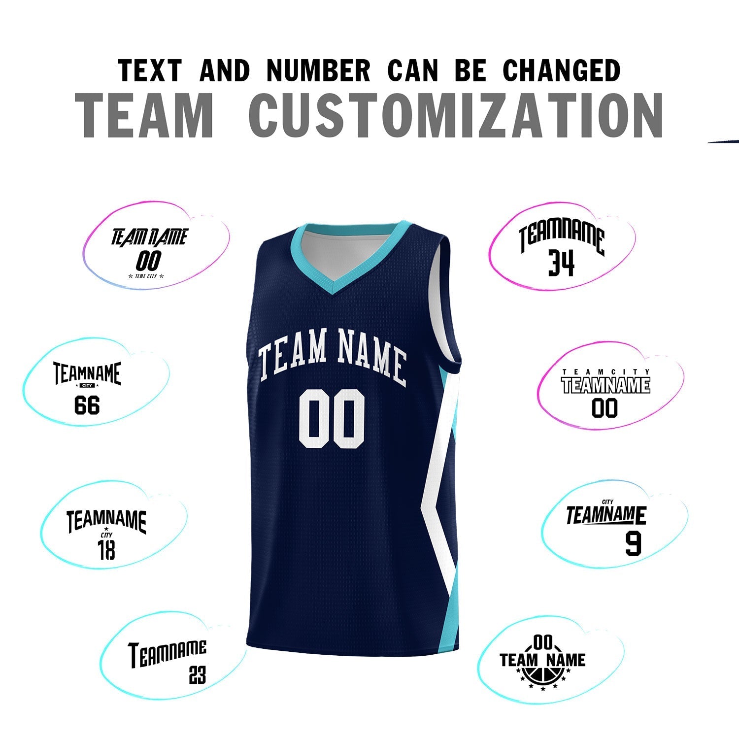 Custom Navy Side Rhombus Graffiti Pattern Kits Basketball Jersey|KXKSHOP