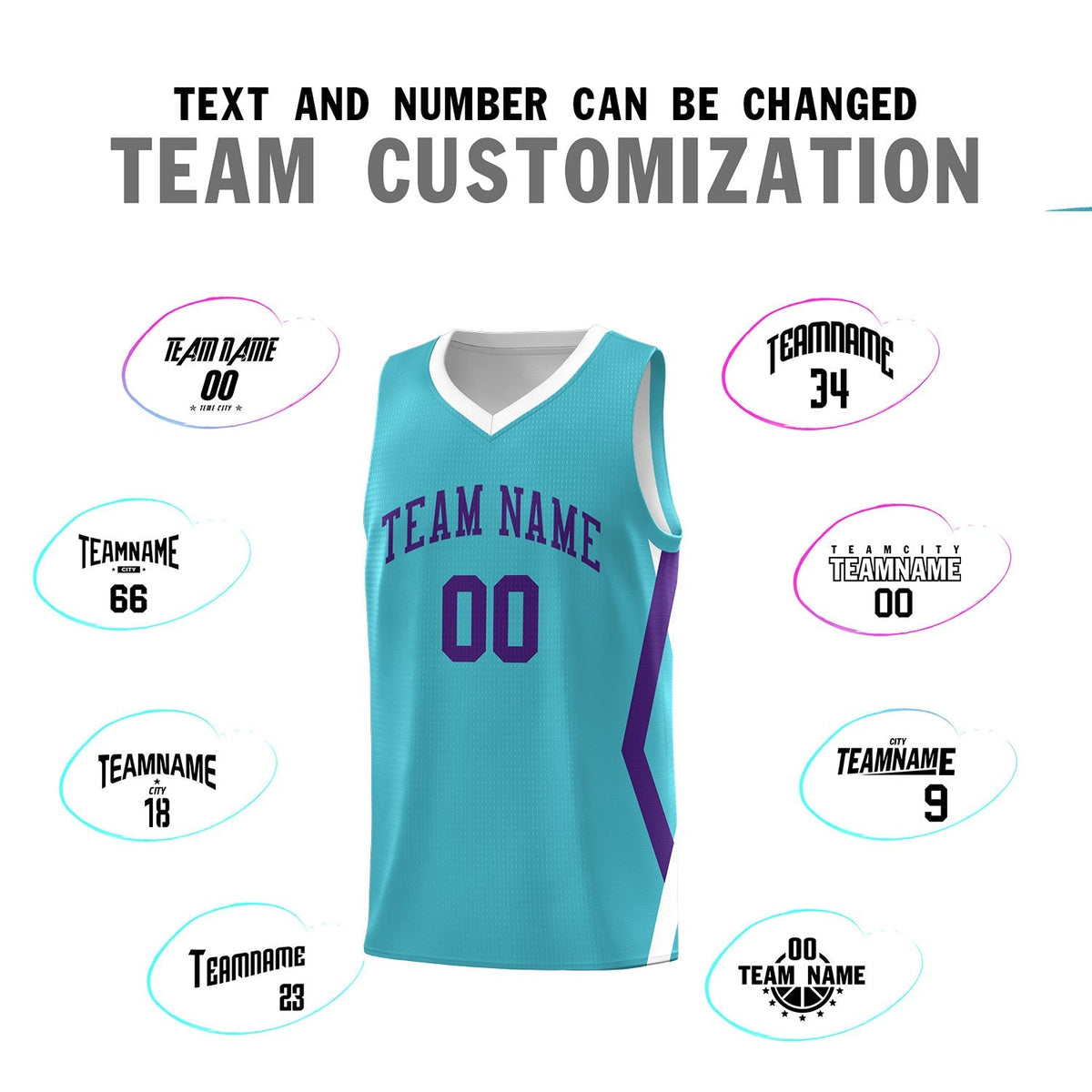 Custom Sky Blue Side Rhombus Graffiti Pattern Kits Basketball Jersey|KXKSHOP
