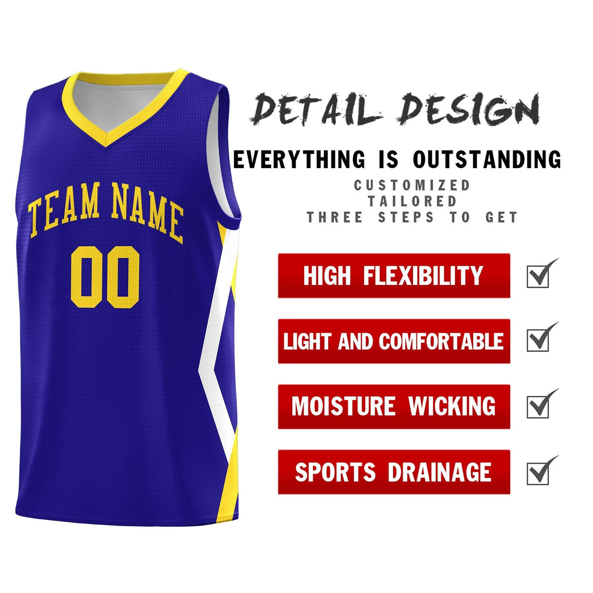 Custom Royal Side Rhombus Graffiti Pattern Kits Basketball Jersey|KXKSHOP