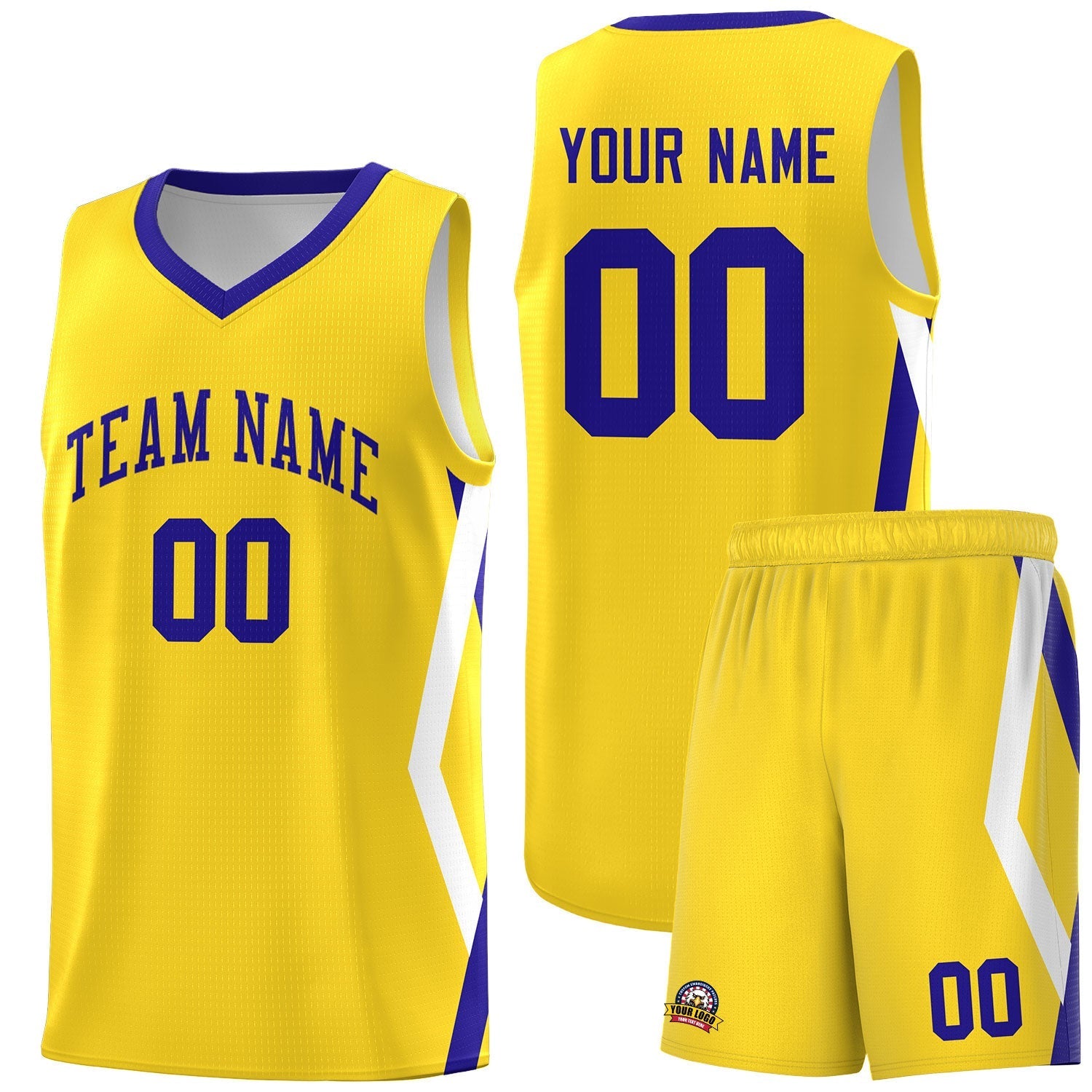 Custom Gold Side Rhombus Graffiti Pattern Kits Basketball Jersey|KXKSHOP