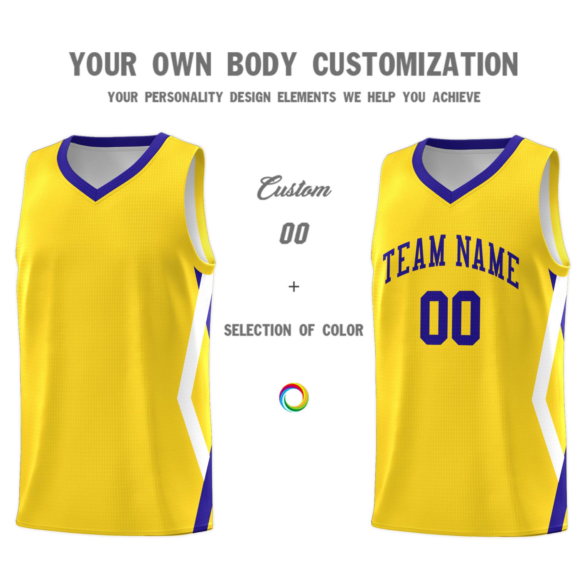 Custom Gold Side Rhombus Graffiti Pattern Kits Basketball Jersey|KXKSHOP