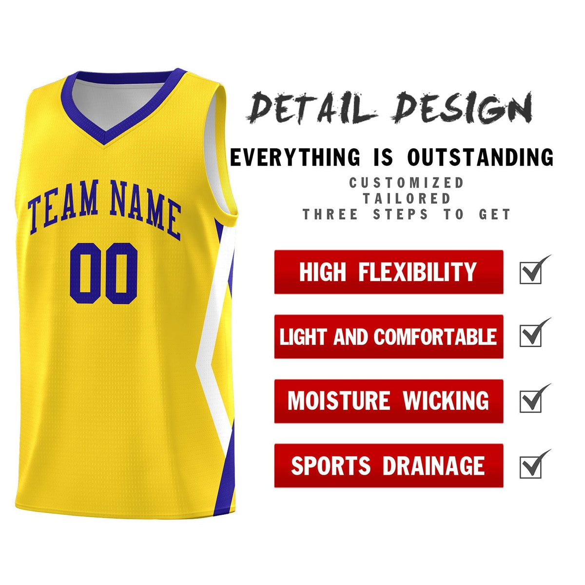 Custom Gold Side Rhombus Graffiti Pattern Kits Basketball Jersey|KXKSHOP