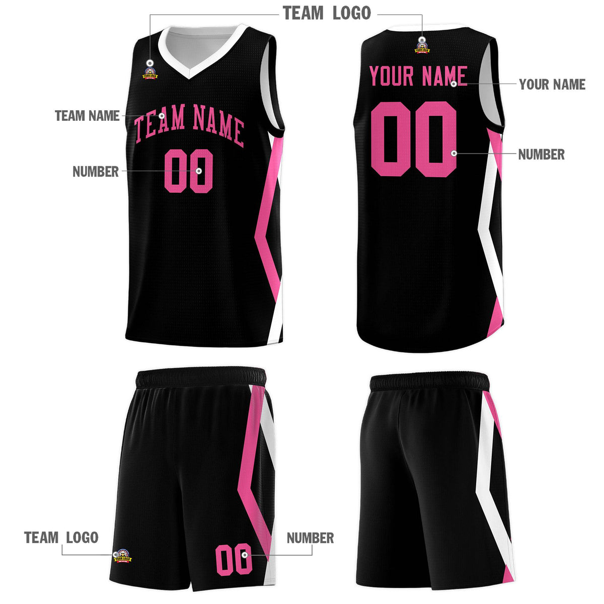 Custom Black Side Rhombus Graffiti Pattern Kits Basketball Jersey|KXKSHOP