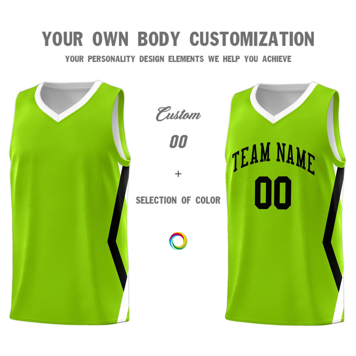 Custom Neon Green Side Rhombus Graffiti Pattern Kits Basketball Jersey|KXKSHOP