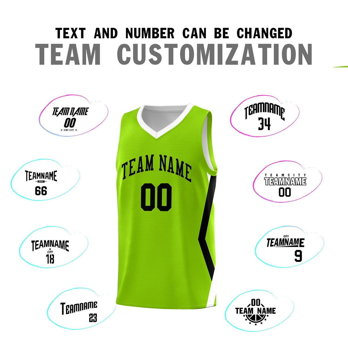 Custom Neon Green Side Rhombus Graffiti Pattern Kits Basketball Jersey|KXKSHOP
