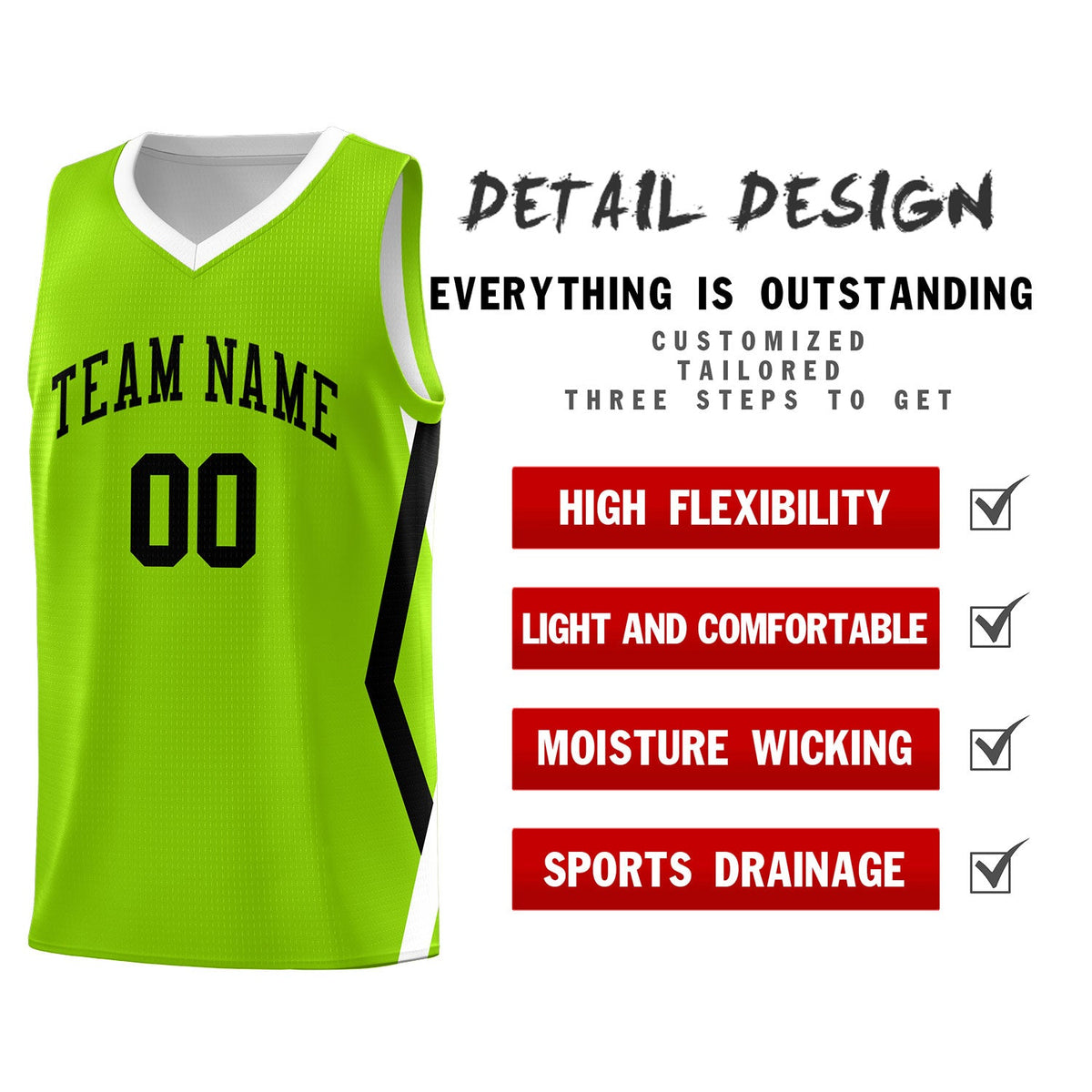 Custom Neon Green Side Rhombus Graffiti Pattern Kits Basketball Jersey|KXKSHOP