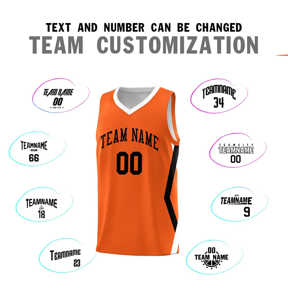 Custom Orange Side Rhombus Graffiti Pattern Kits Basketball Jersey|KXKSHOP