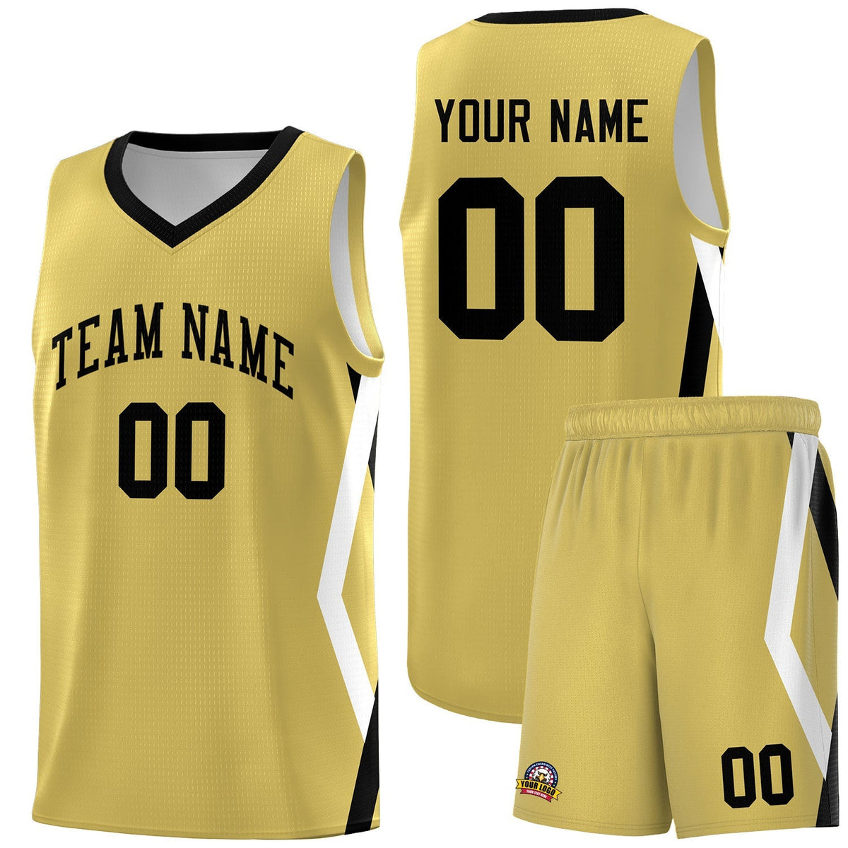 Custom Old Gold Side Rhombus Graffiti Pattern Kits Basketball Jersey|KXKSHOP