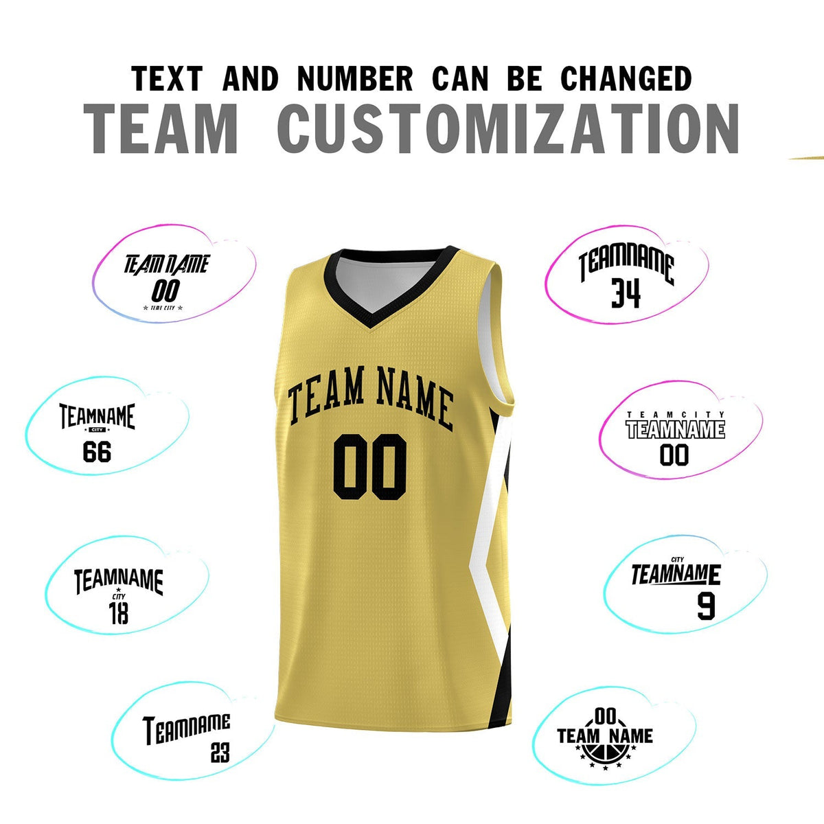 Custom Old Gold Side Rhombus Graffiti Pattern Kits Basketball Jersey|KXKSHOP