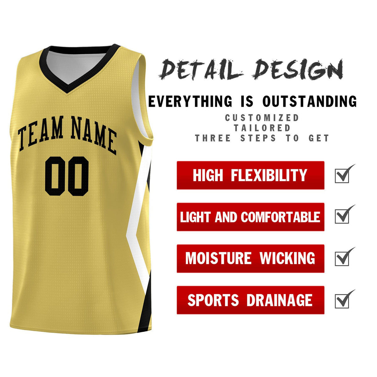 Custom Old Gold Side Rhombus Graffiti Pattern Kits Basketball Jersey|KXKSHOP