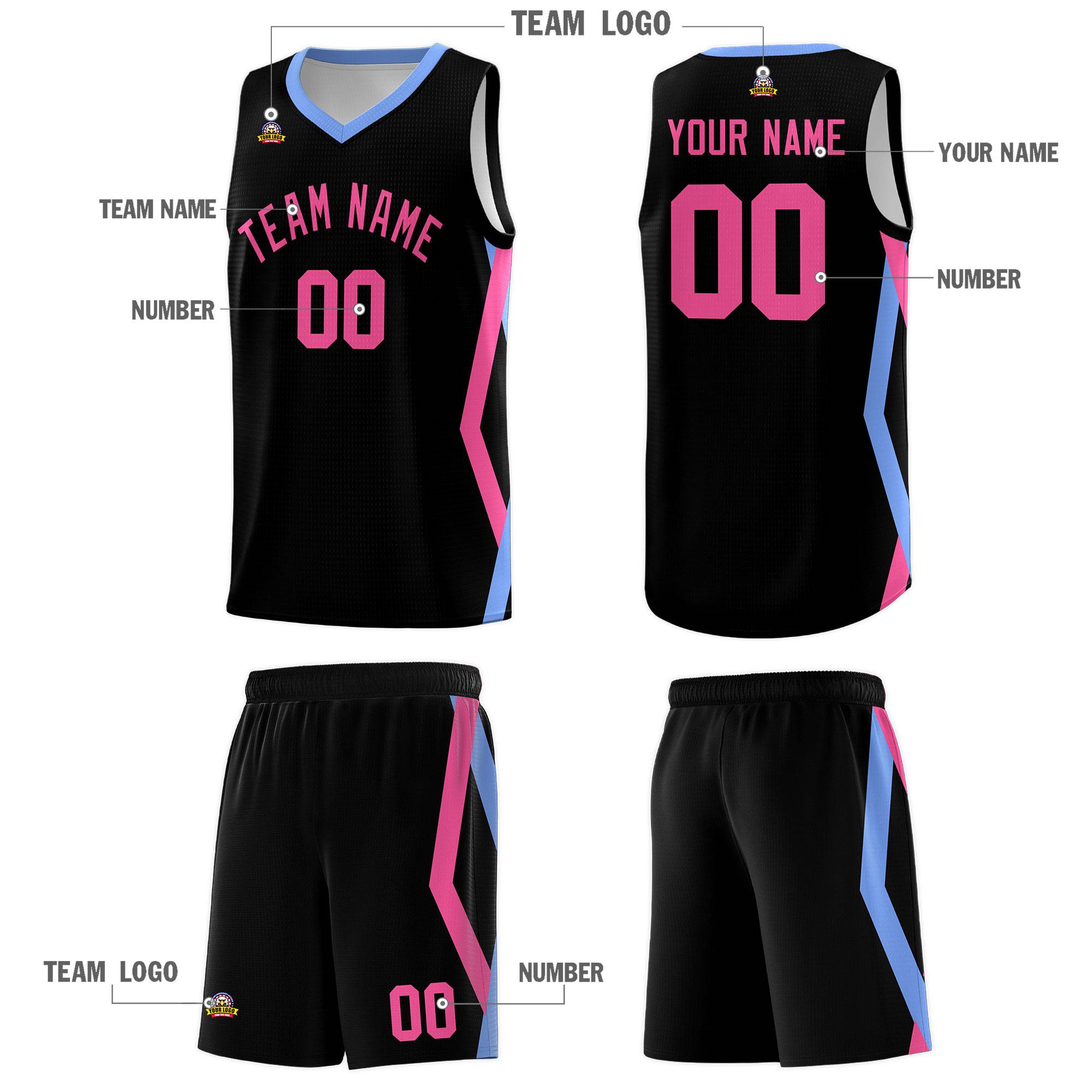 Custom Black Side Rhombus Graffiti Pattern Kits Basketball Jersey|KXKSHOP
