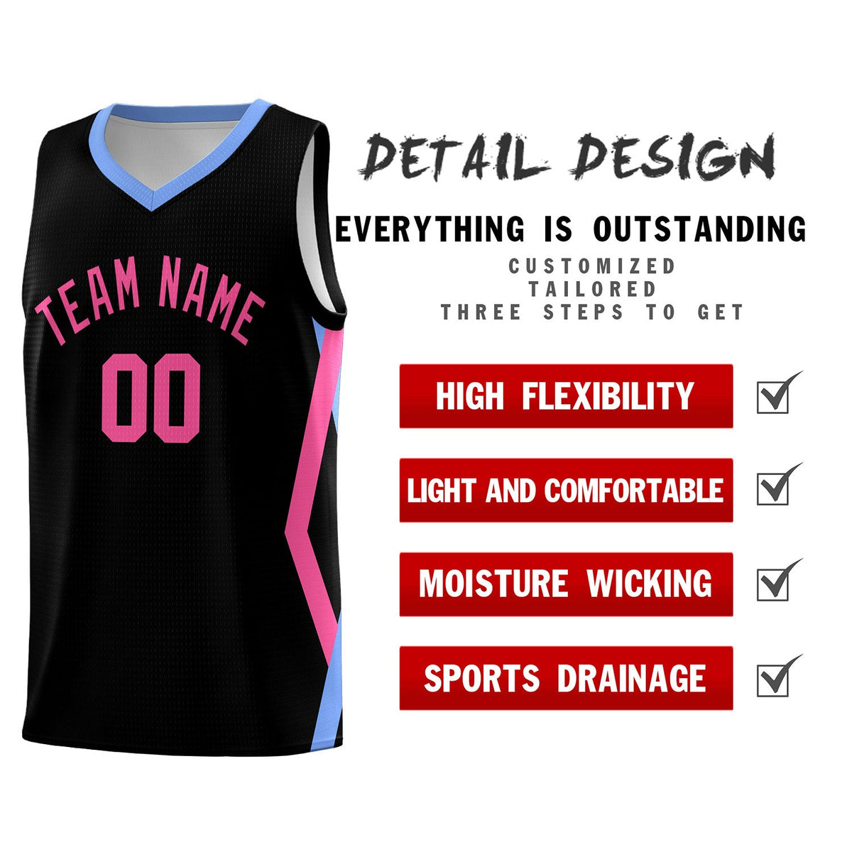 Custom Black Side Rhombus Graffiti Pattern Kits Basketball Jersey|KXKSHOP