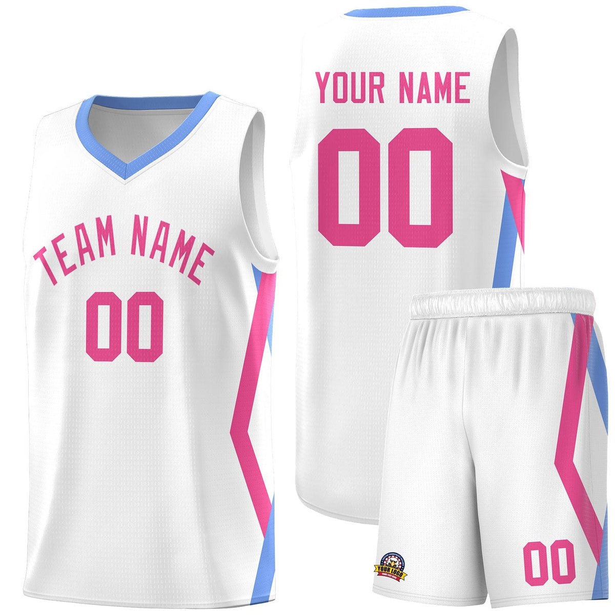 Custom White Side Rhombus Graffiti Pattern Kits Basketball Jersey|KXKSHOP